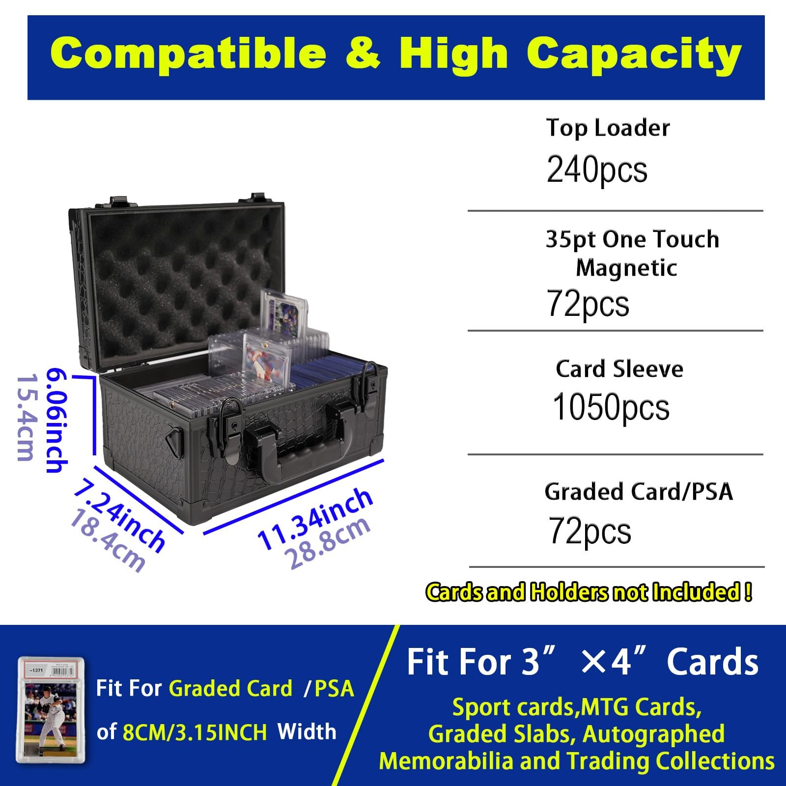 Lockable Portable Card Storage Box with Key Lock with Handle and Shoulder Str…