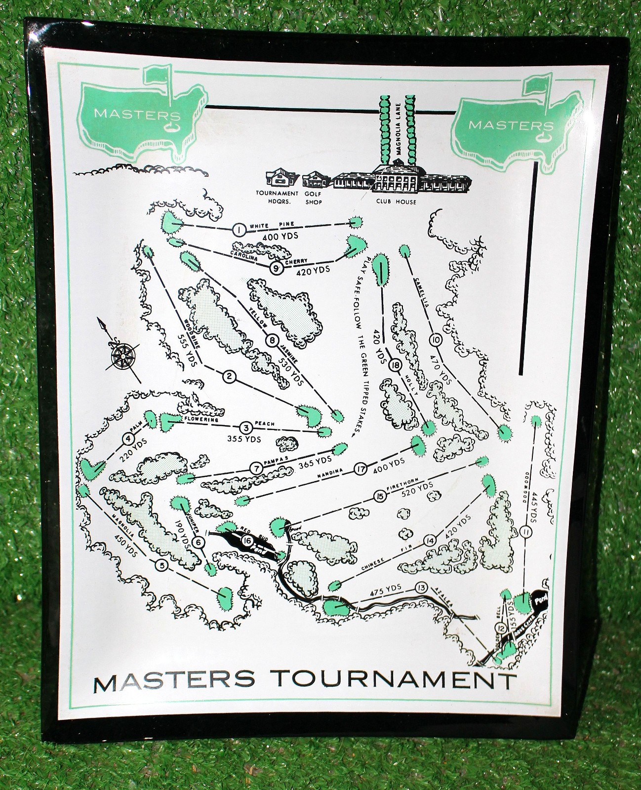 Vintage Masters Augusta Georgia Golf Tournament Ash Tray Candy Dish Course Map