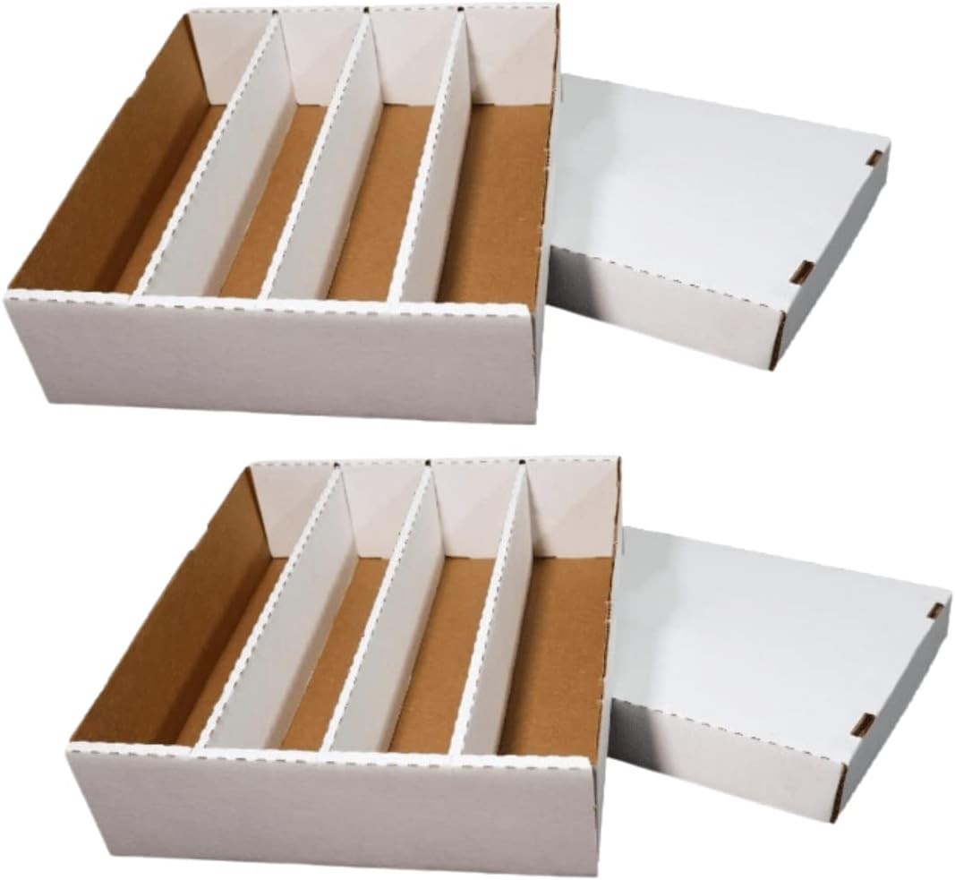 Trading Card Storage Box Set, 2 Durable Boxes with Compartments for Collectibles