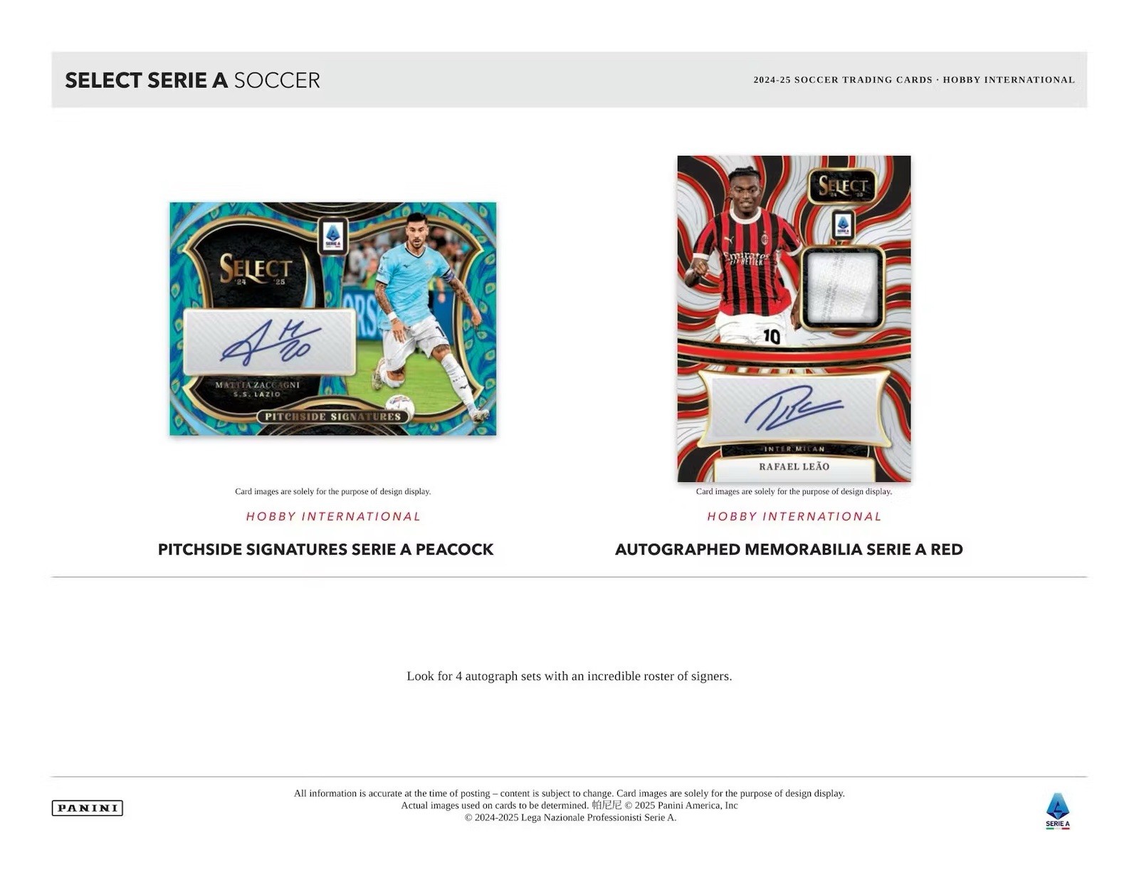 2024-25 Panini Select Serie A Soccer International Hobby Box 1 AUTO Per BOX