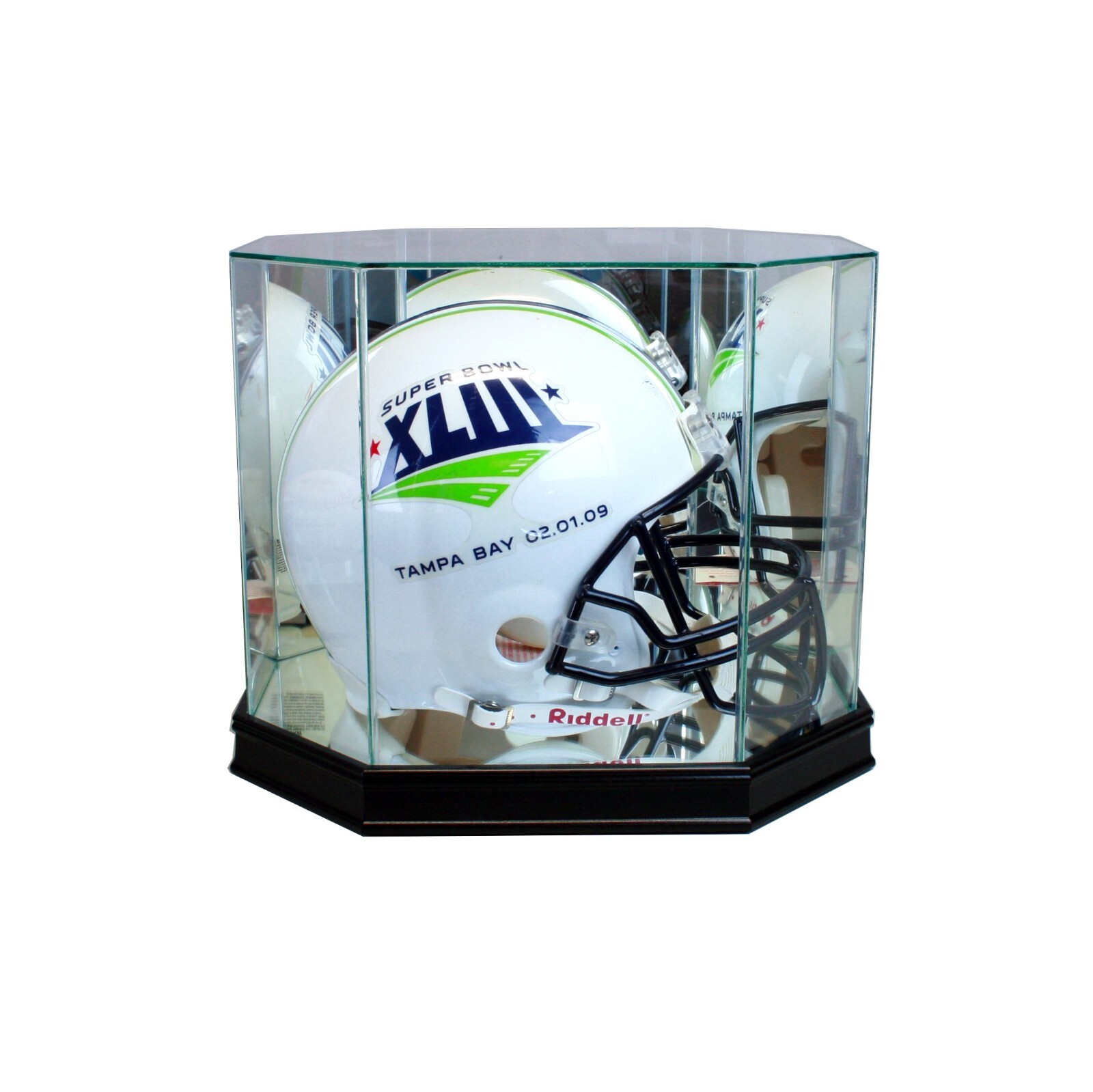 Octagon Football Helmet Display Case | UV Protected | Real Glass Protection