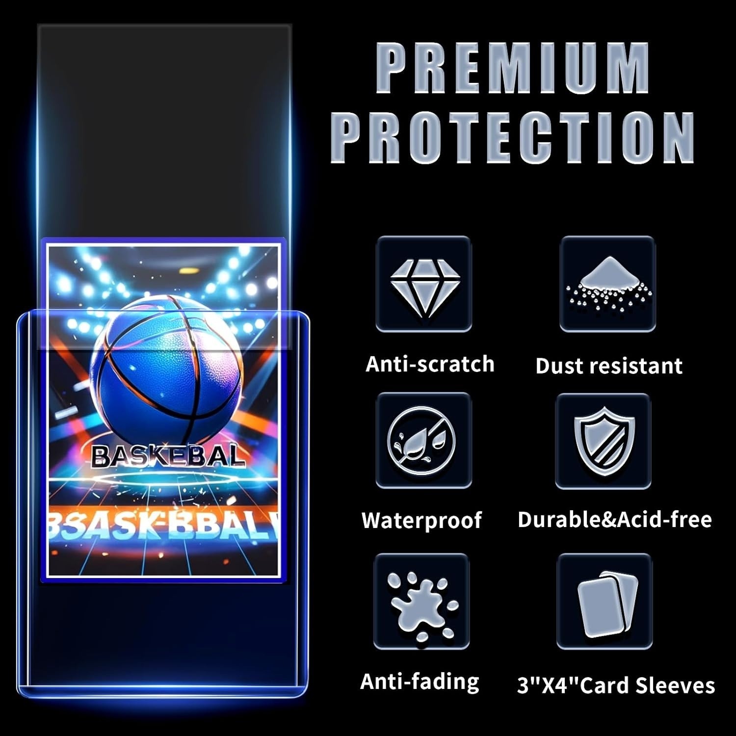 Trading Card Sleeves Hard Plastic Clear Case Holder 200 Baseball Cards Topload!!