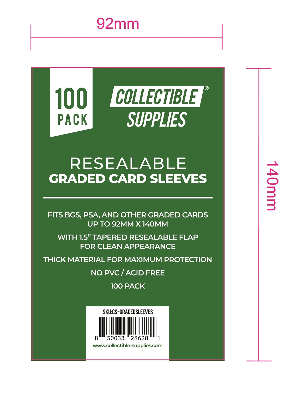 Resealable Graded Card Sleeves Bags with 1.5″ Tapered Flap Collectible Supplies