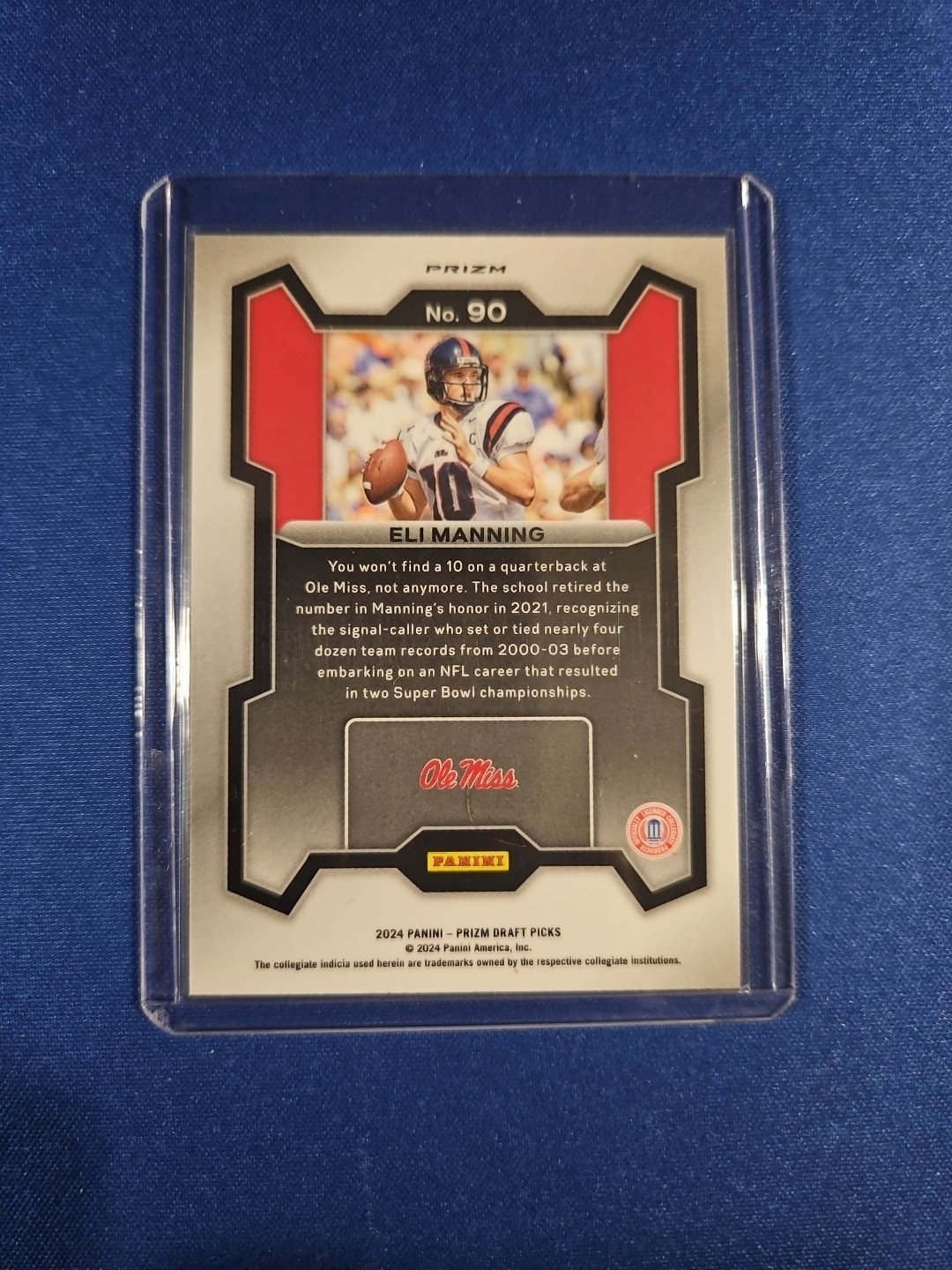 2024 Panini Prizm Draft Picks Eli Manning #90 Red Cracked Ice Ole Miss Rebels