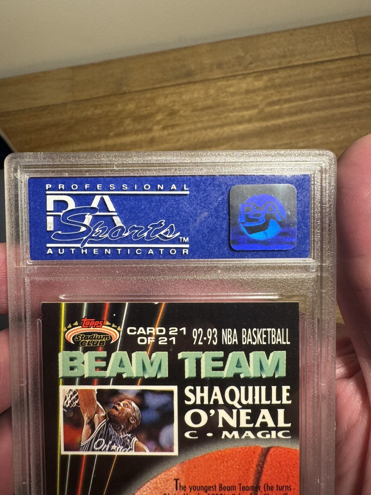 1992 STADIUM CLUB BEAM TEAM #21 SHAQUILLE O’NEAL PSA 8
