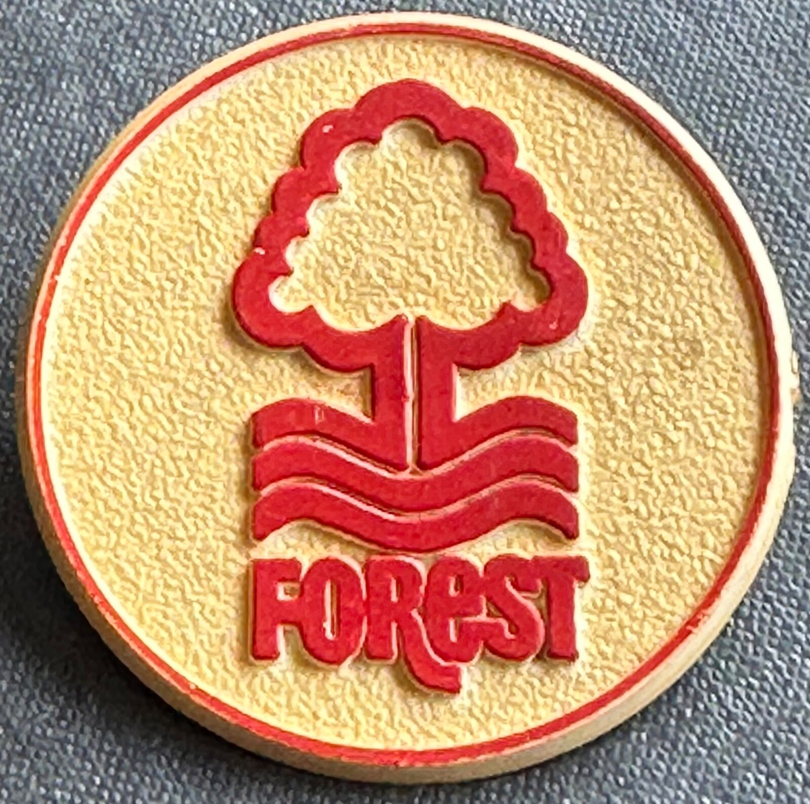 NOTTINGHAM FOREST FC Vintage club crest type 1970s 80s Plastic badge 54mm Dia