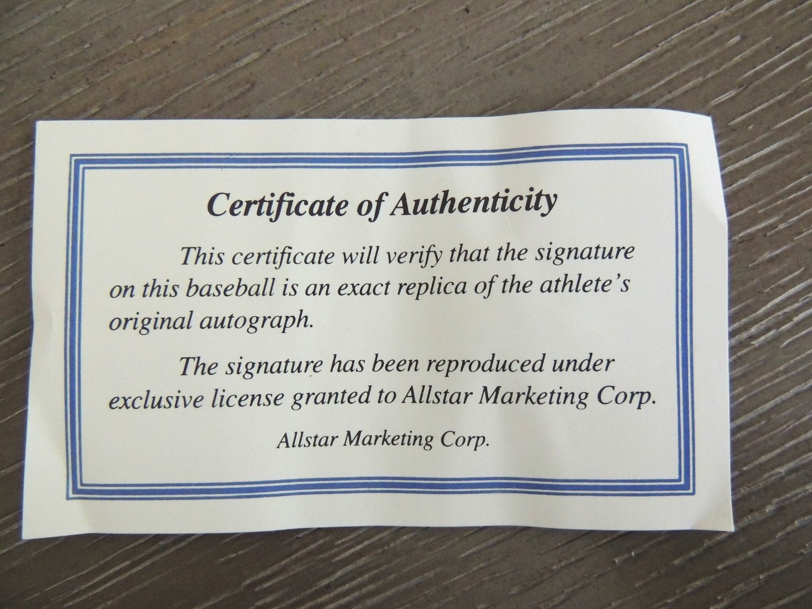 Nolan Ryan Replica Signature & Photo Baseball All Star Marketing w/COA Sealed