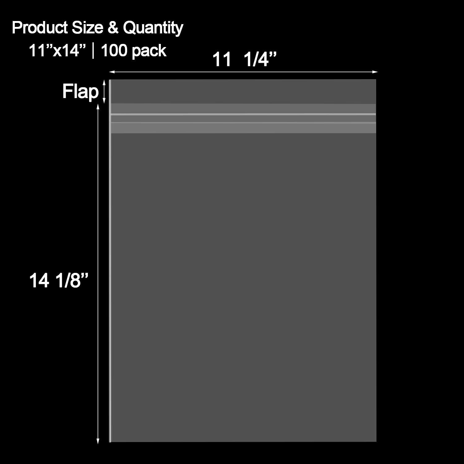 11" X 14" (100 Pack) Clear Plastic Sleeves – Acid Free 1.6Mil Crystal