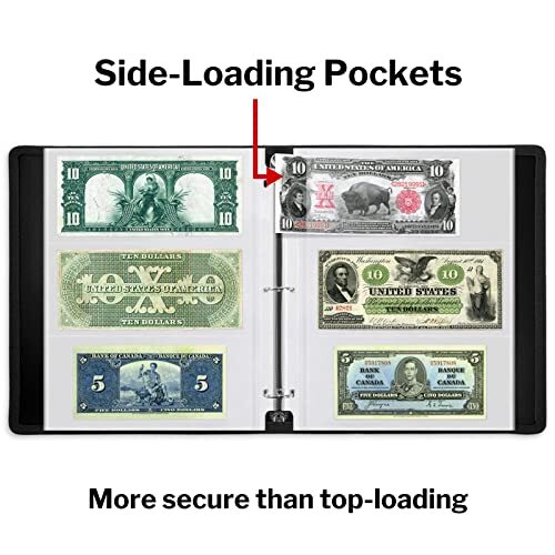 25 Sheets Currency Sleeves for Paper Money Collection Album with 3 Pockets