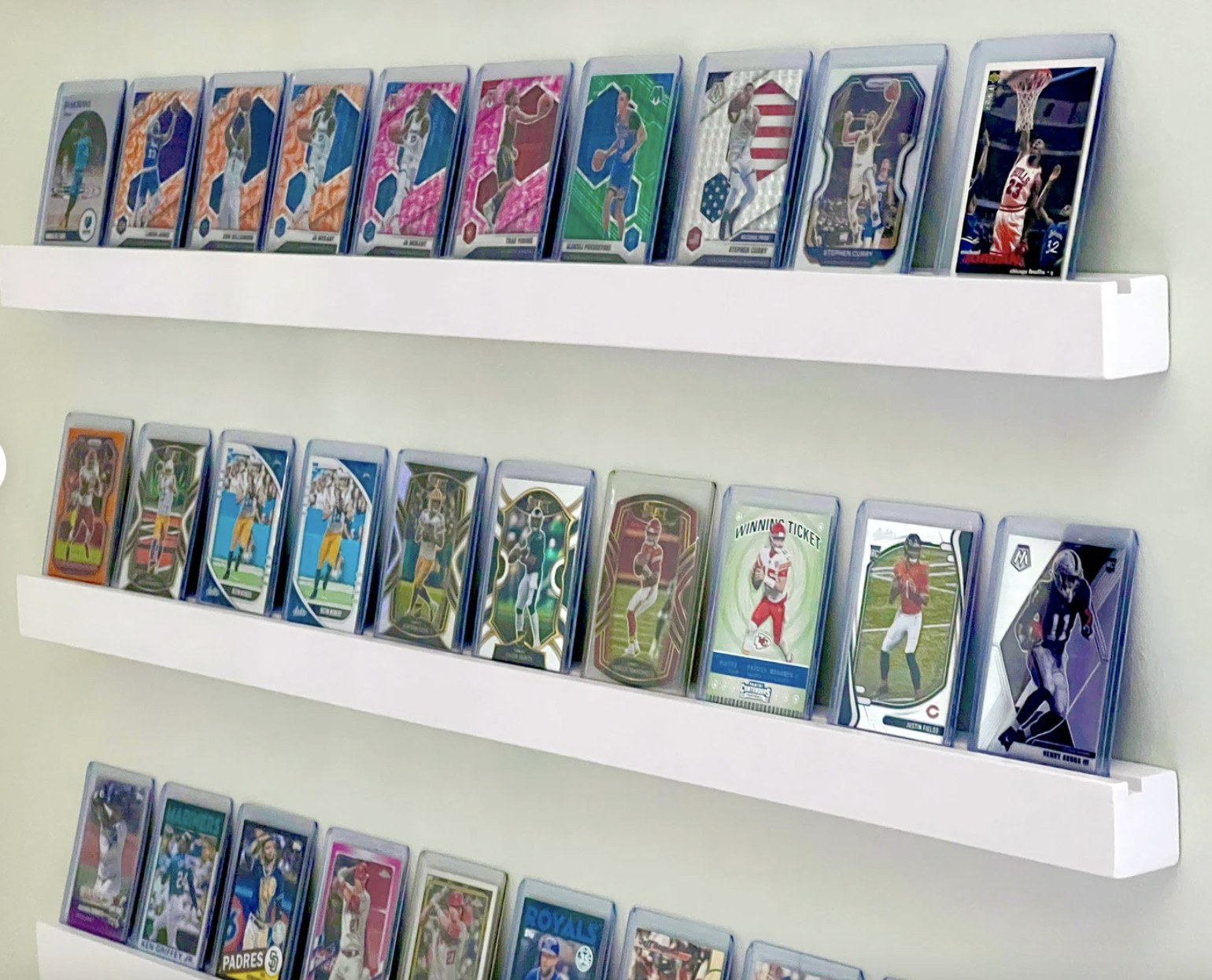 🪵Wood Sports Card Shelf Display! Customizable! Holds Toploaders & Graded Cards!