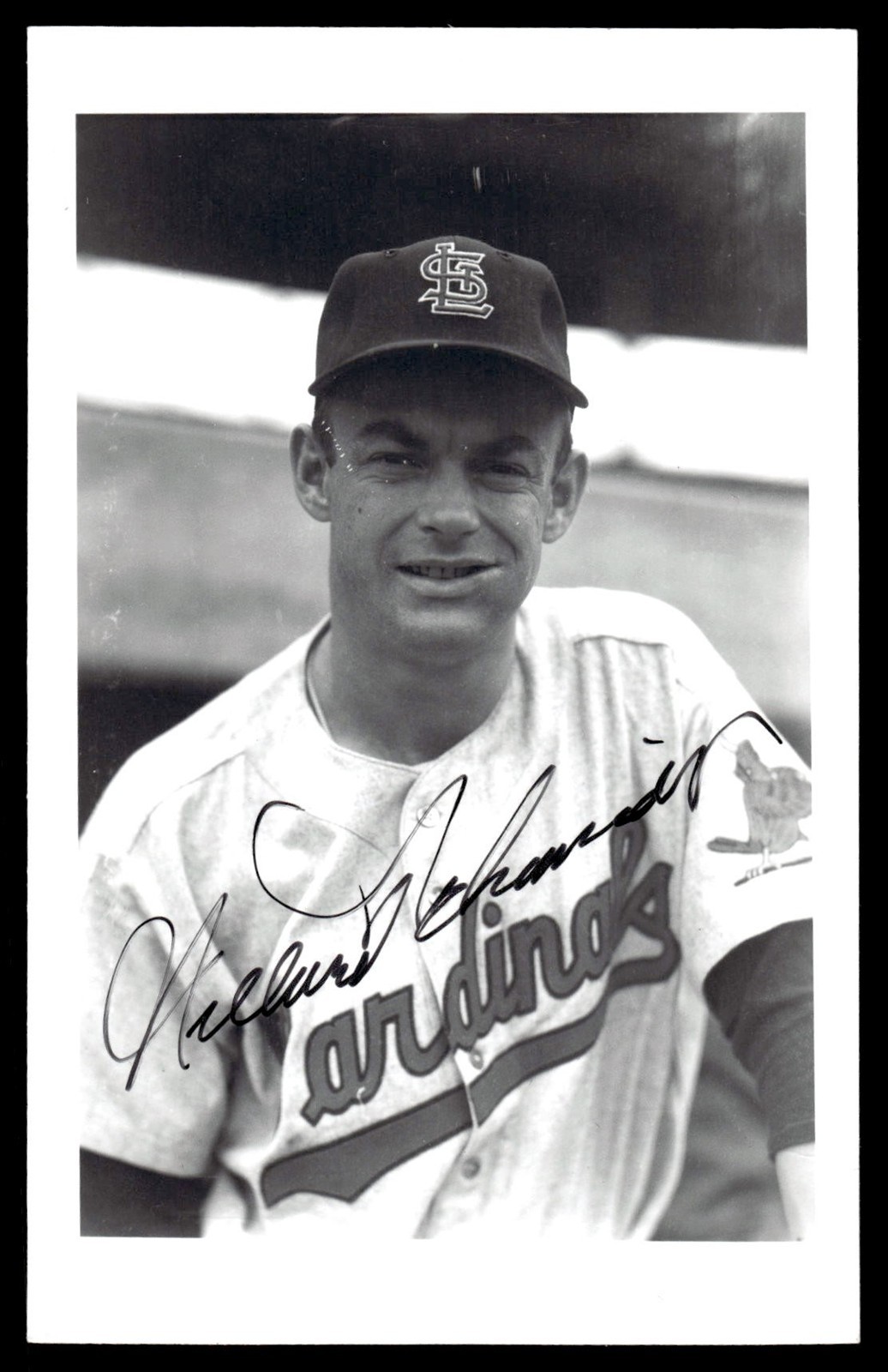 Willard Schmidt Cardinals Baseball Signed 3.5×5.5 Brace Photo JSA Pre-Cert *X756