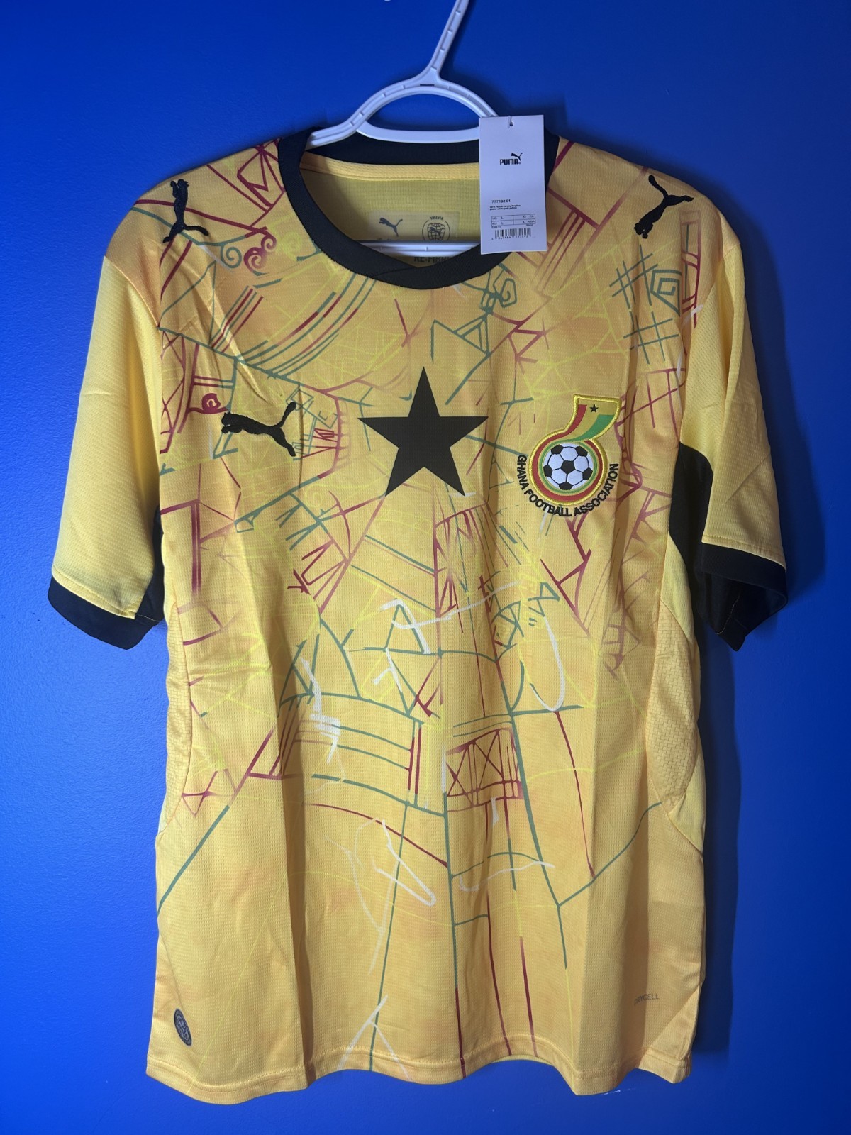 PUMA Ghana 2026 World Cup Jersey Black Stars Yellow ‘ASANSE” Men’s Size Large