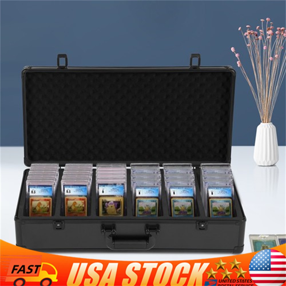for 222 PSA Graded Card Storage Box 6 Slot Card Case w/2 Key Lock Large Case NEW