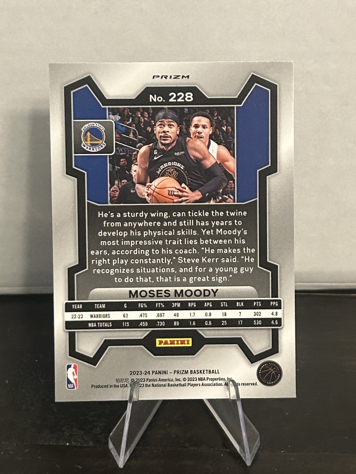 2023-24 Panini Prizm #228 Moses Moody Prizms Blue Wave