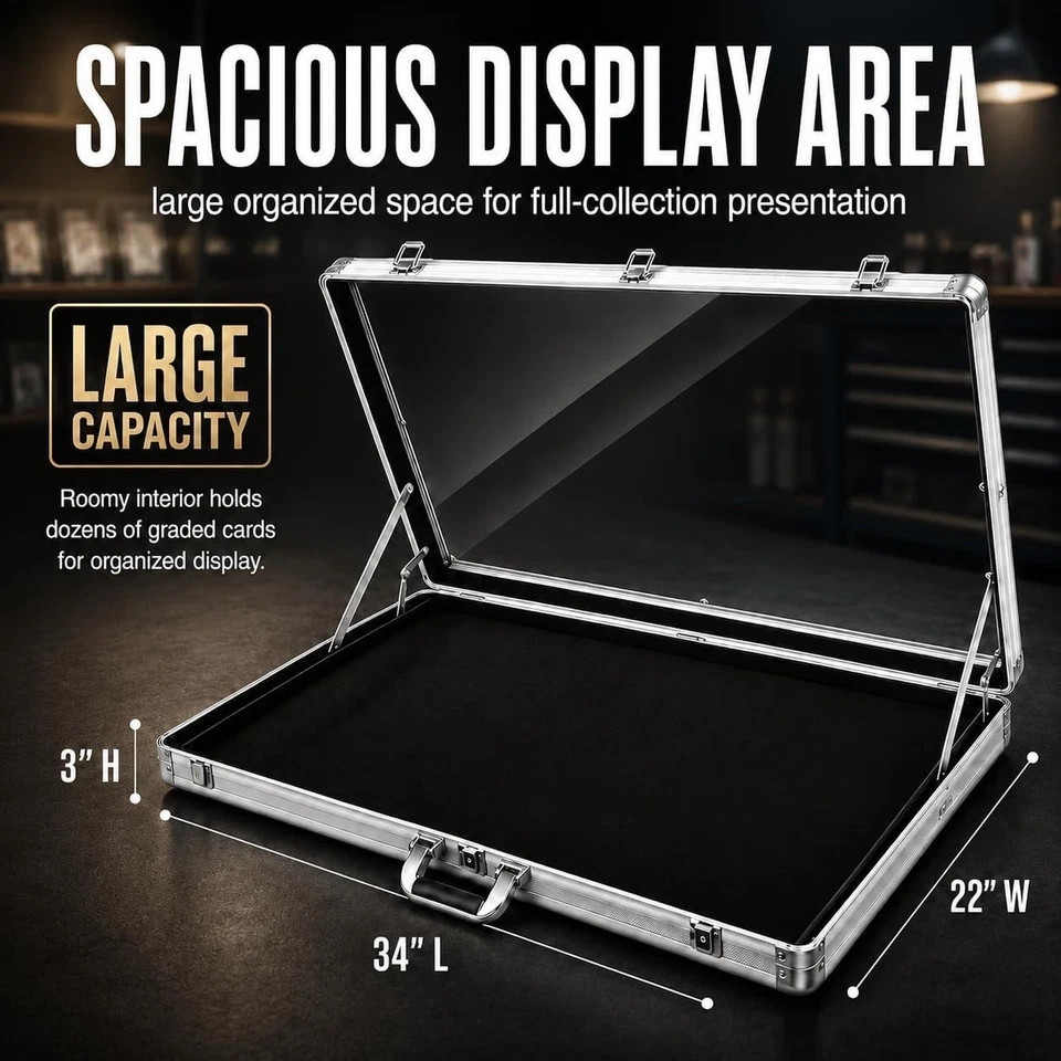 Card Show Display Case Large Aluminum 34″X22″ Lockable Trading Card Display