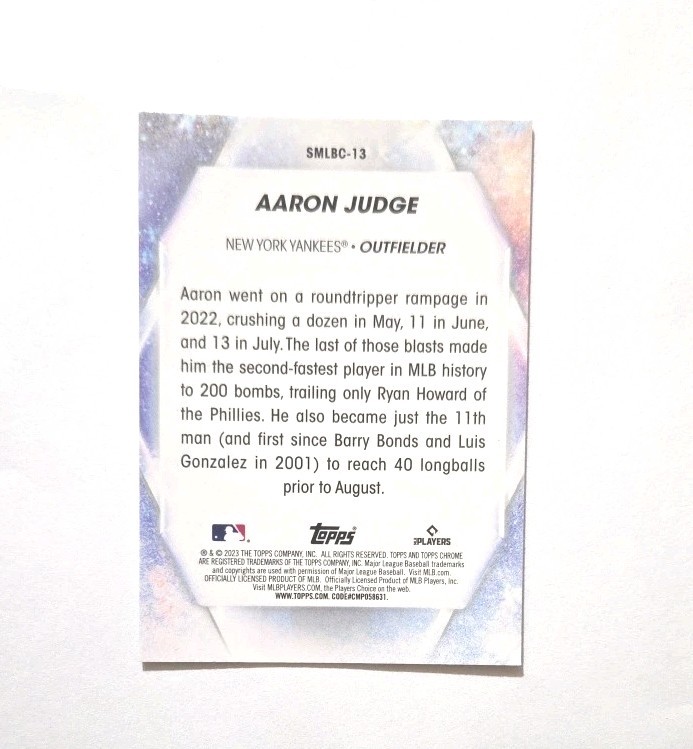 2023 Topps Chrome #SMLBC13 Aaron Judge (YANKEES) !