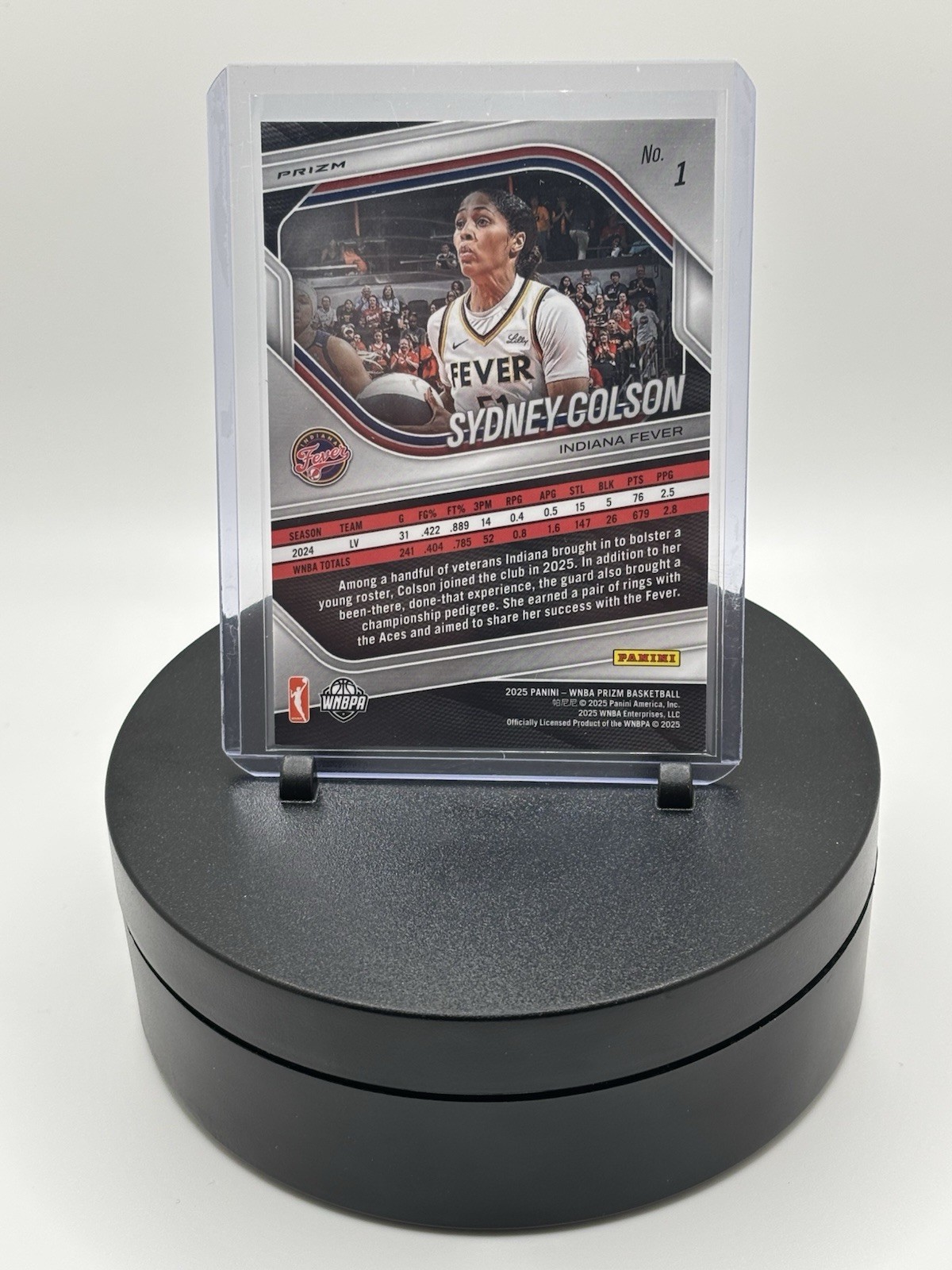 2025 Panini Prizm WNBA #1 Sydney Colson White Sparkle SSP
