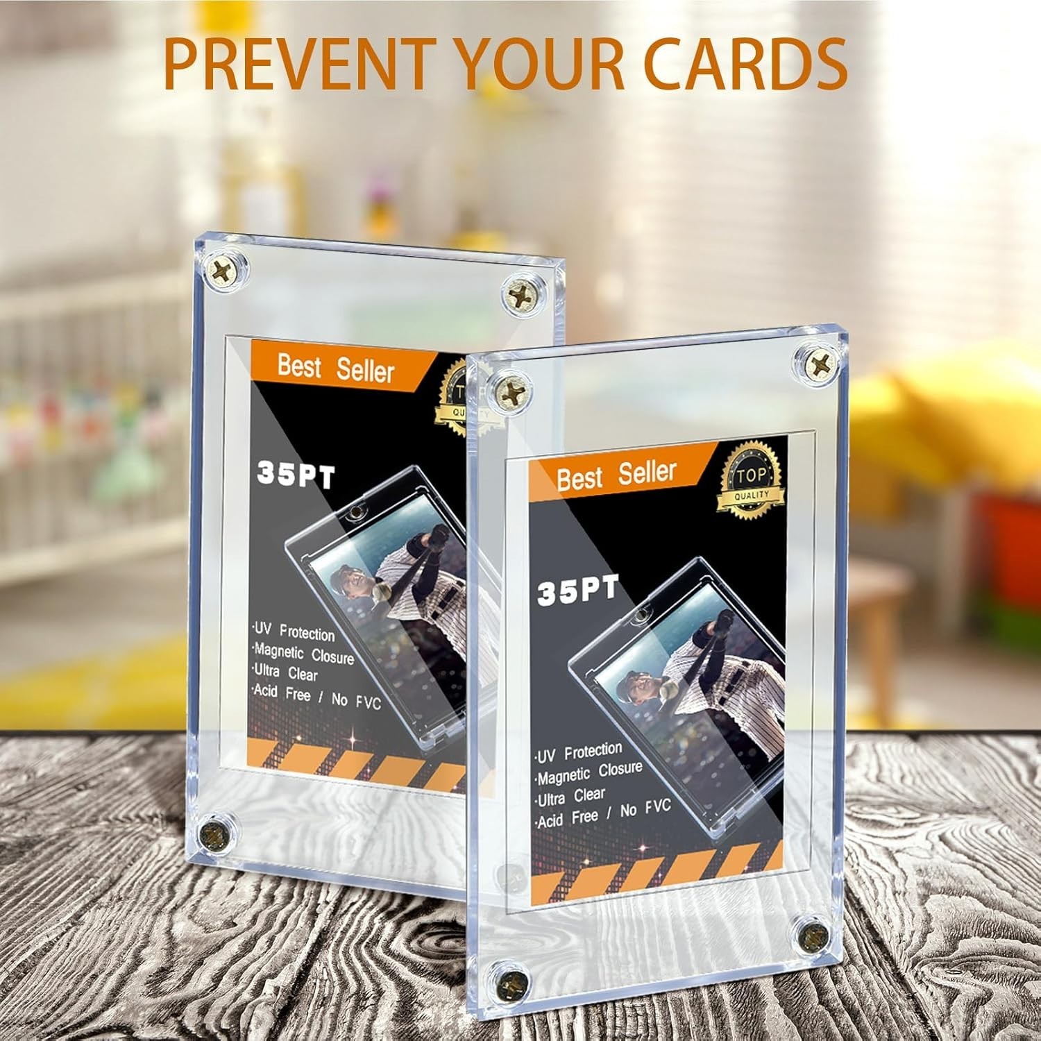 5-Pk 4-Screw Acrylic Trading Card Protectors Clear Display Cases for Sports Card