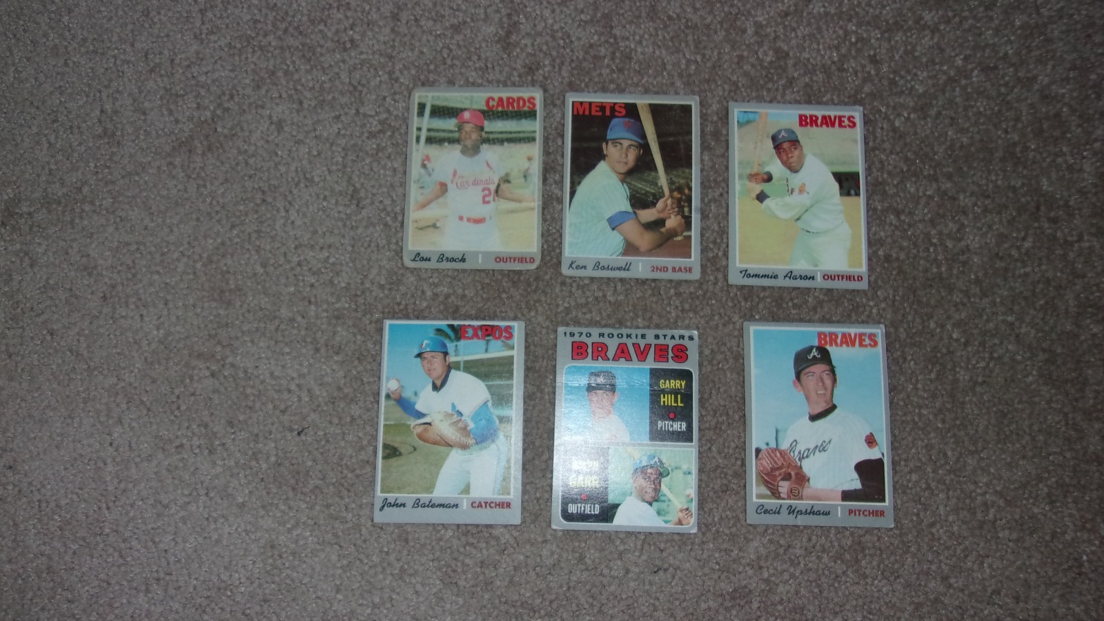 1970 Baseball 6 card lot; 1-HOF L. Brock, nbrs 214, 172, 330,417, 278, 295, gd