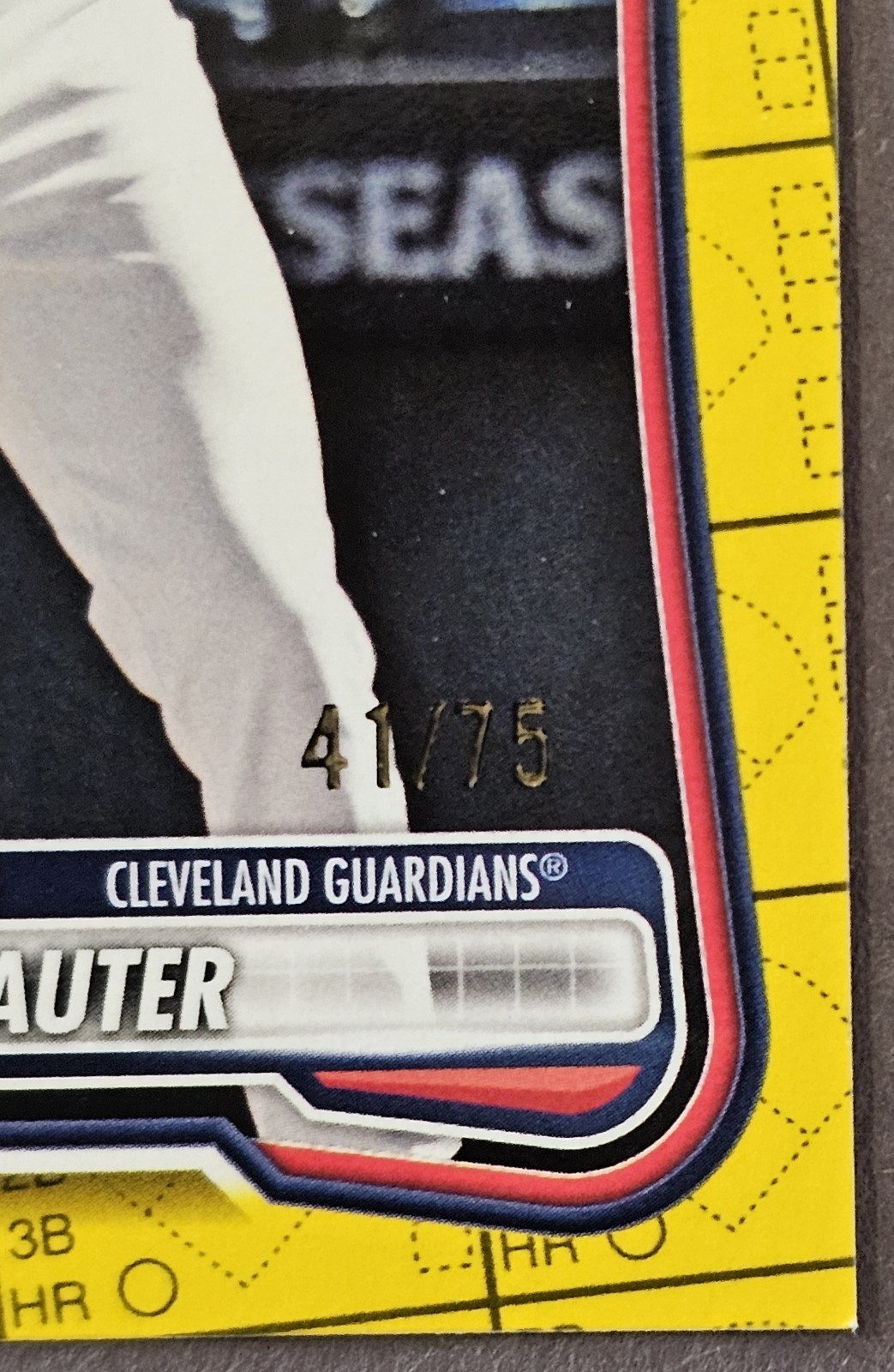 2026 Bowman Paper Chase DeLauter RC Yellow Pattern 41/75 #37 Guardians