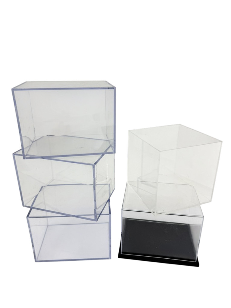 5 piece Lot Sports Cubes Acrylic Mini Football Helmets Holders Display Cases