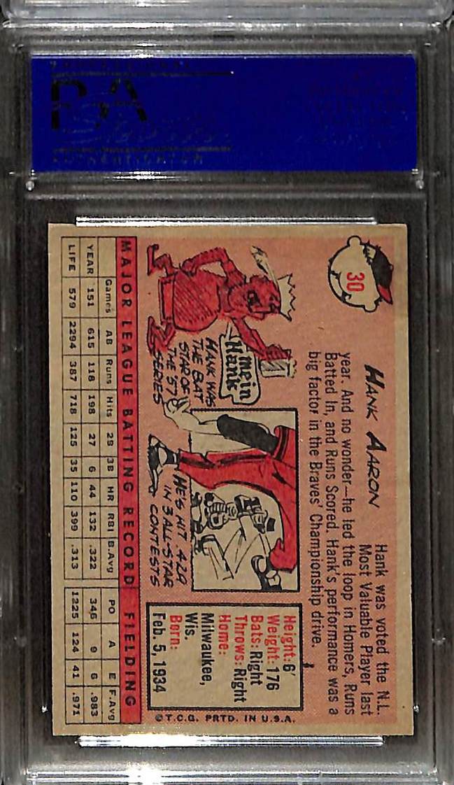 1958 Topps #30 Hank Aaron White Name PSA 6 EX-MT 11844107
