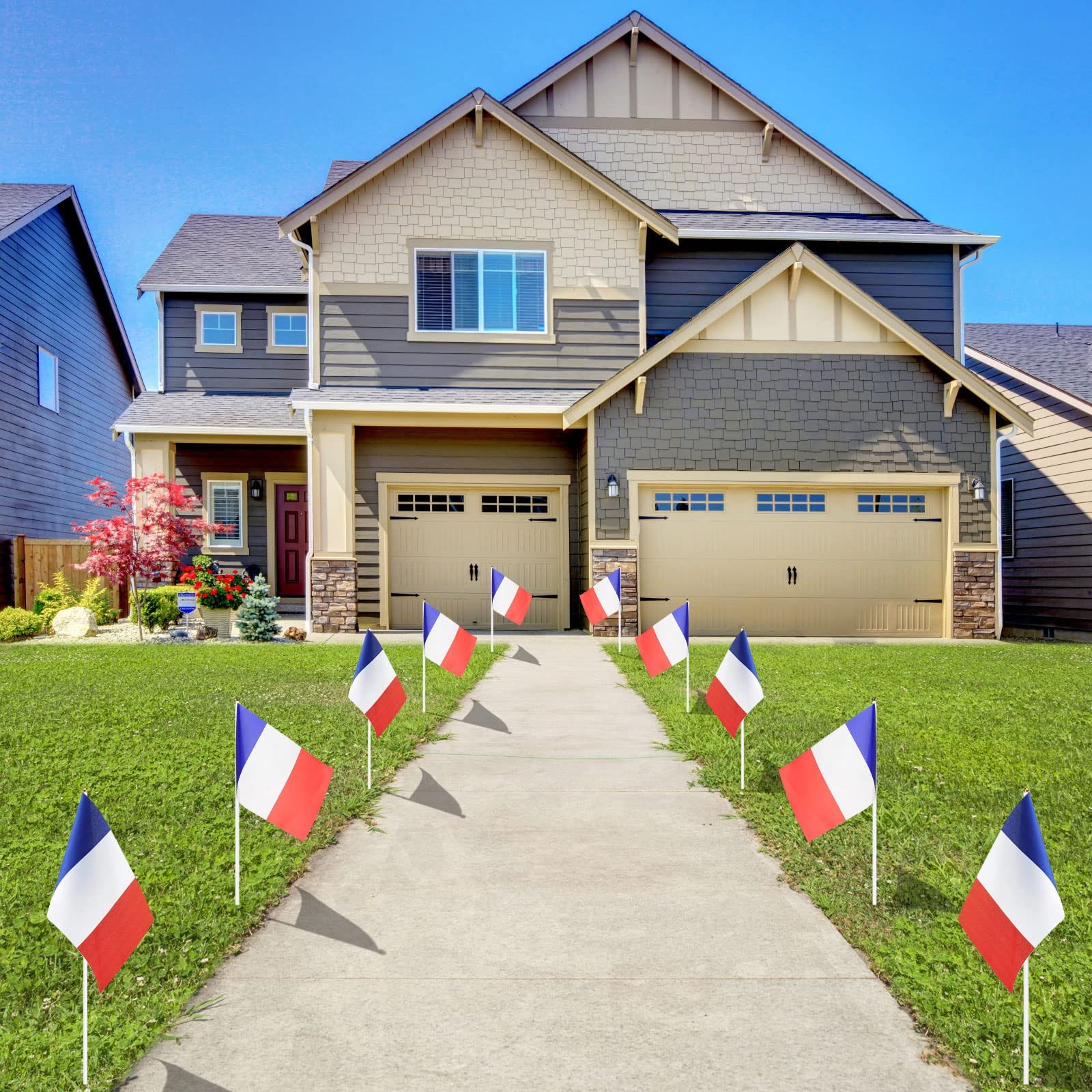 AhfuLife 30 Pcs French Hand Held Flags for World Cup 5×8 Inch-30 Pcs, France