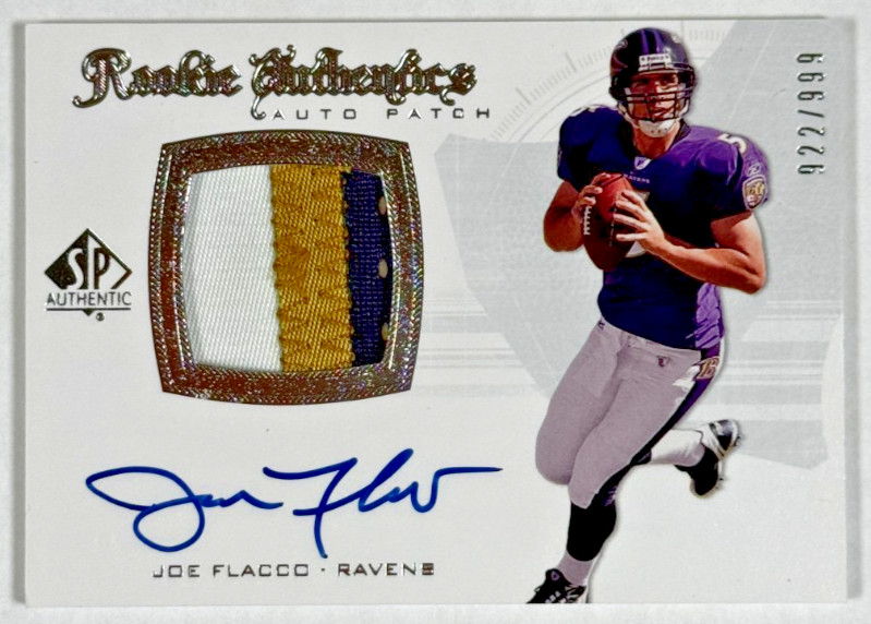 Joe Flacco Rookie Authentics Patch Auto /999 2008 SP Authentic Football Ravens