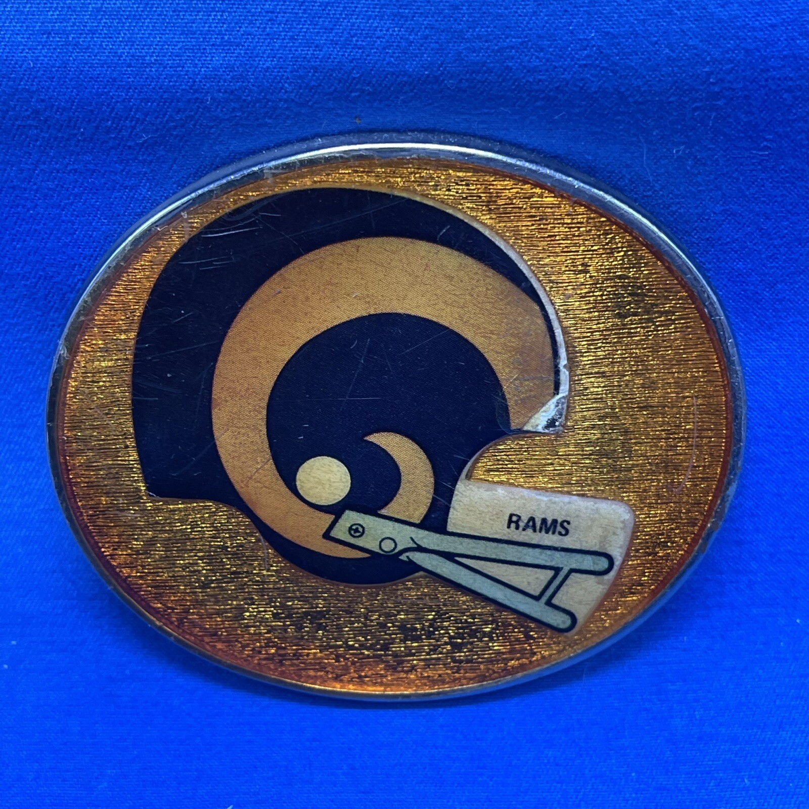 Vintage LA Rams Belt Buckle Enamel NFL Officially Licensed USA 2.5in. Vtg