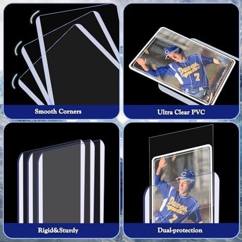 Trading Card Sleeves Hard Plastic Clear Case Holder 300 Baseball Cards Topload