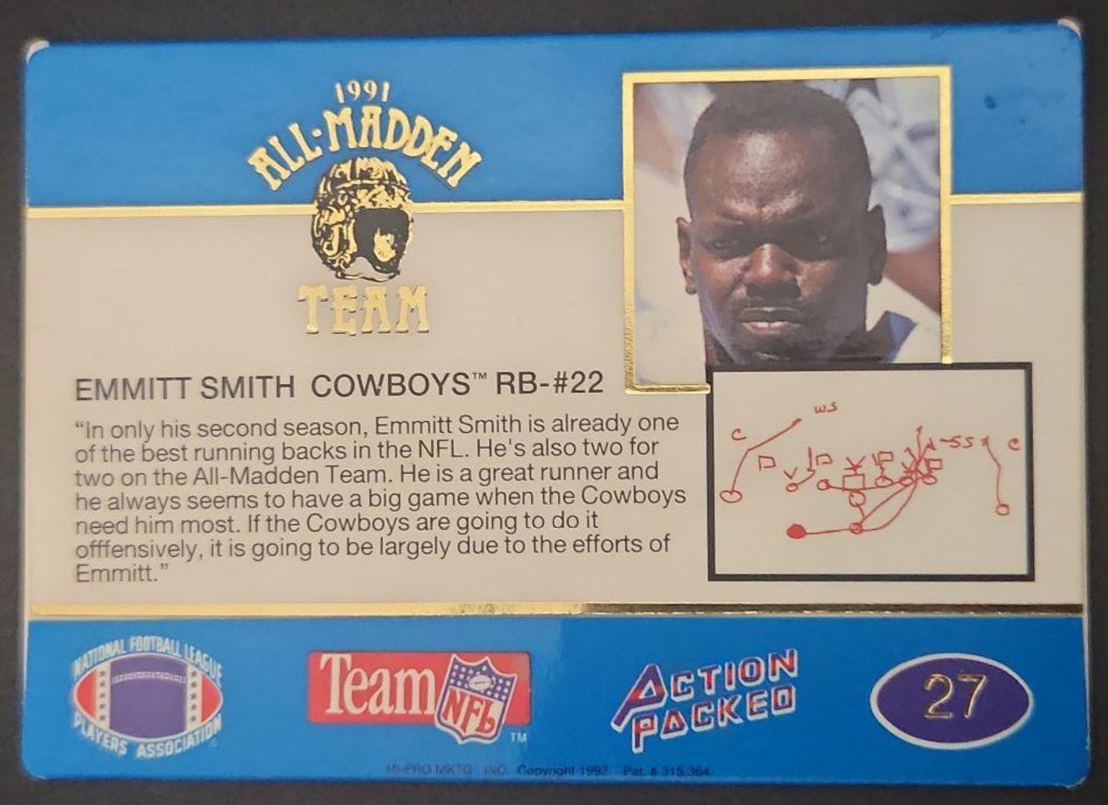 1991 Action Packed All-Madden Emmitt Smith #27 Cowboys