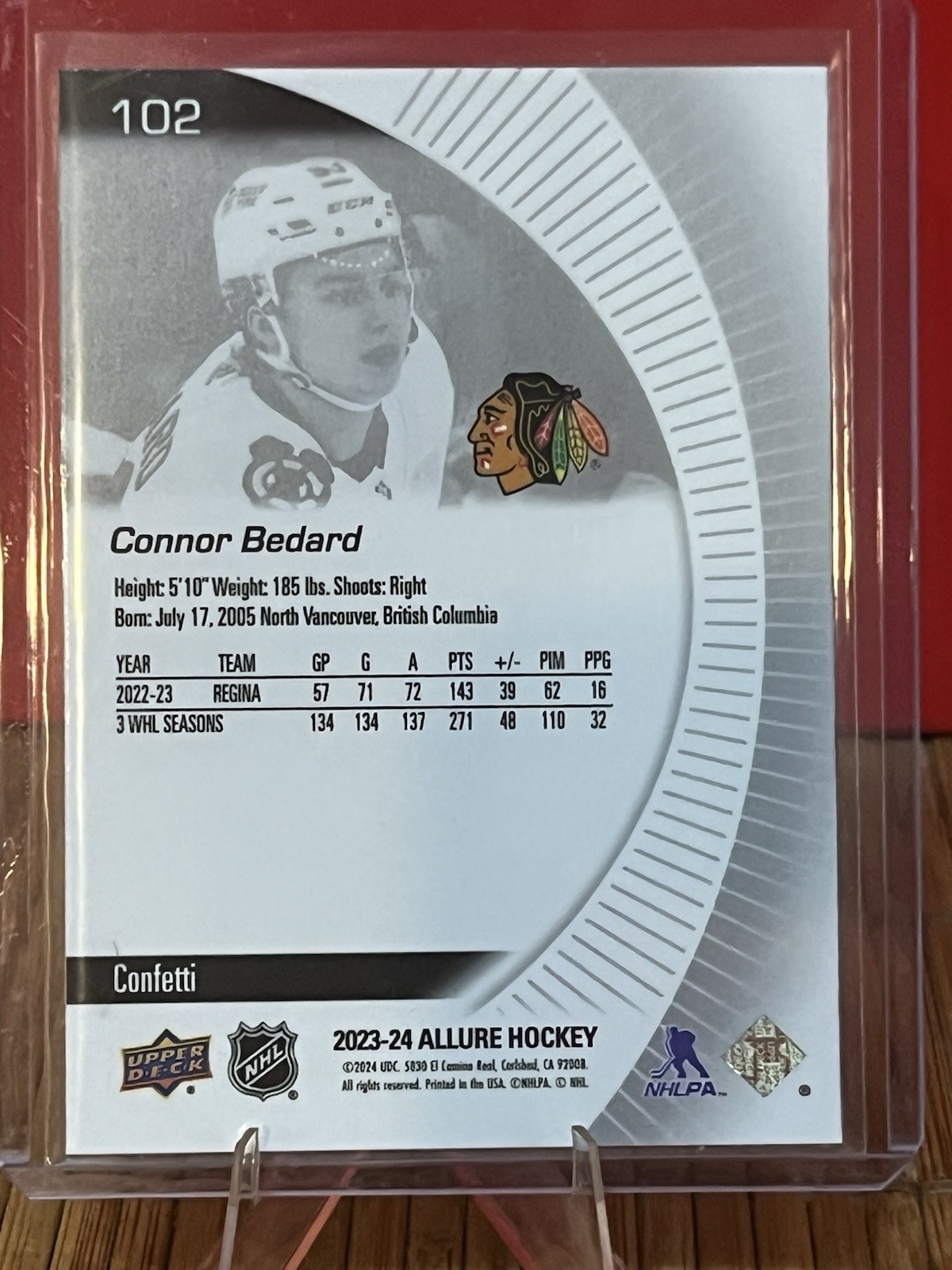 Connor Bedard #102 2023-24 Upper Deck Allure Confetti