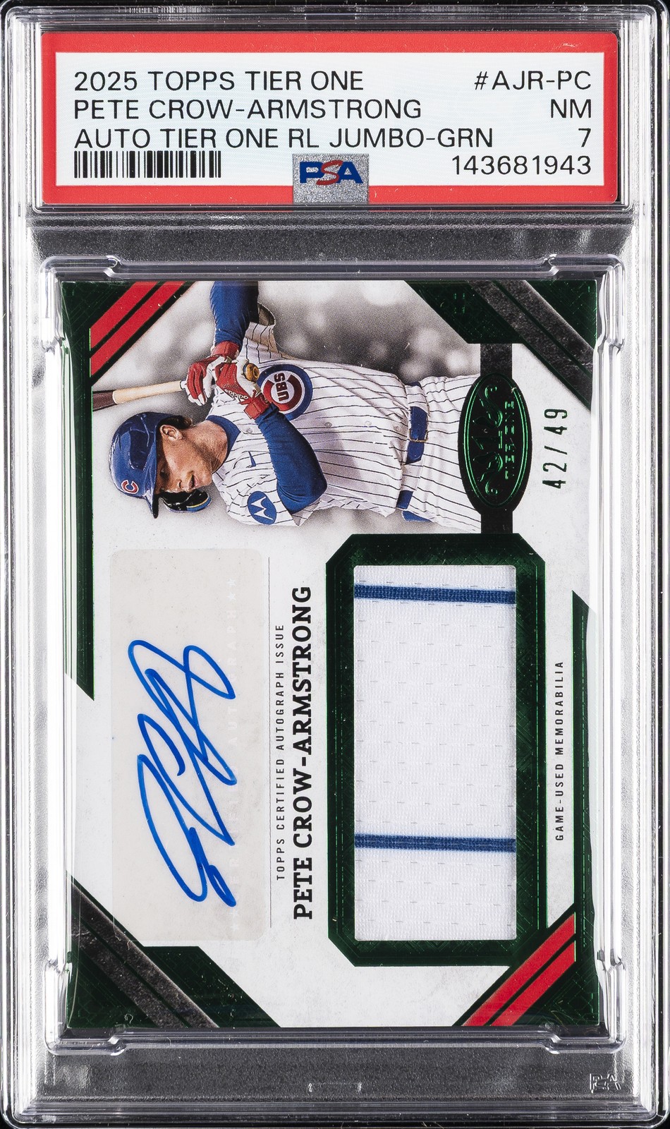2025 GREEN #AJR-PC PETE CROW-ARMSTRONG 42/49 PSA 7