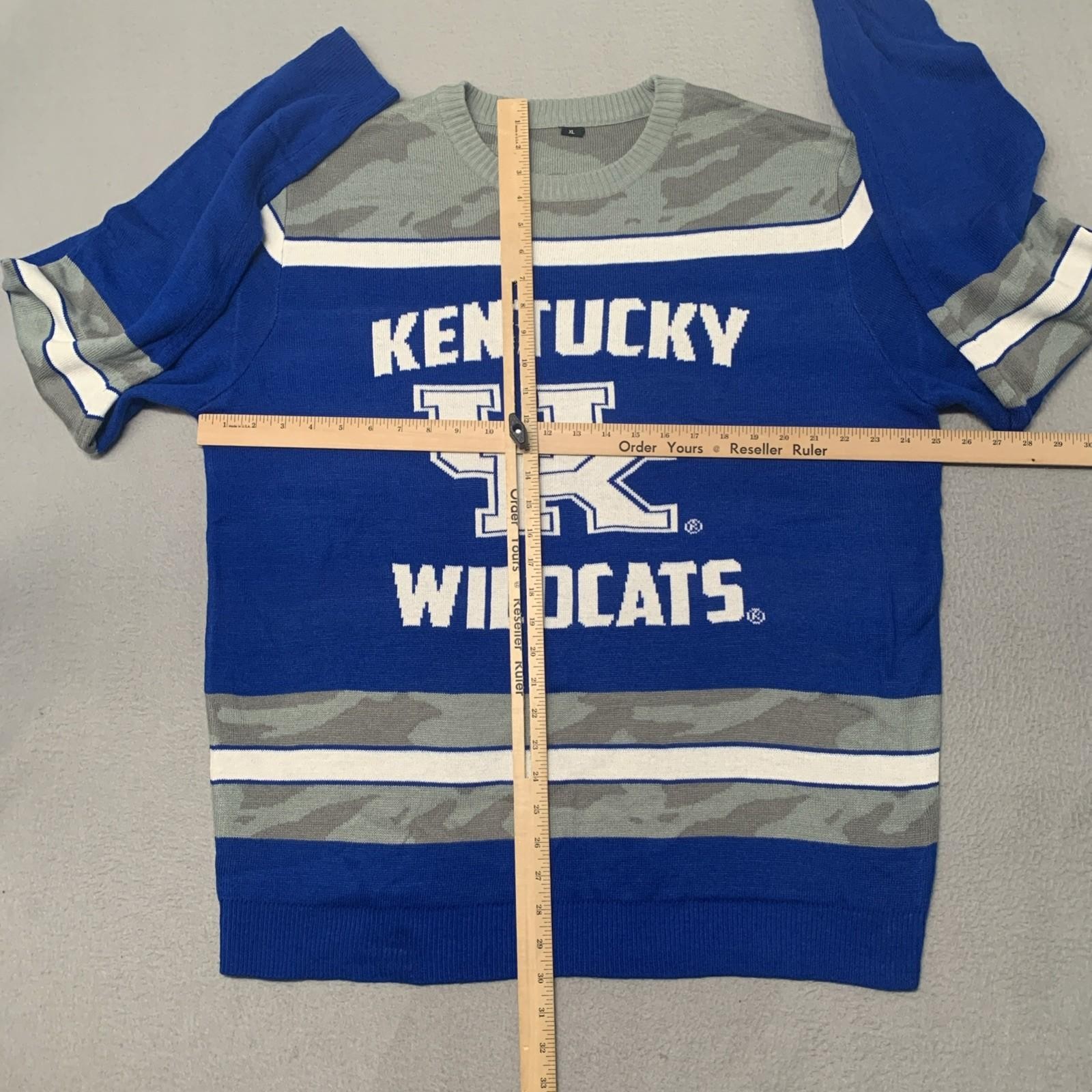 Kentucky Wildcats Salute To Service Sweater Mens XL SPELLOUT Camo Blue Gray RARE