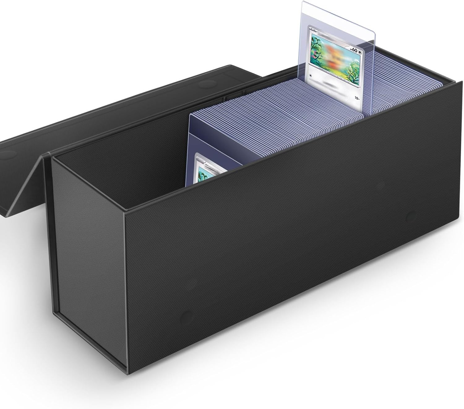 2 Pack Semi Rigid Card Holder, Magnetic and Semi Rigid Card Storage Box, Black