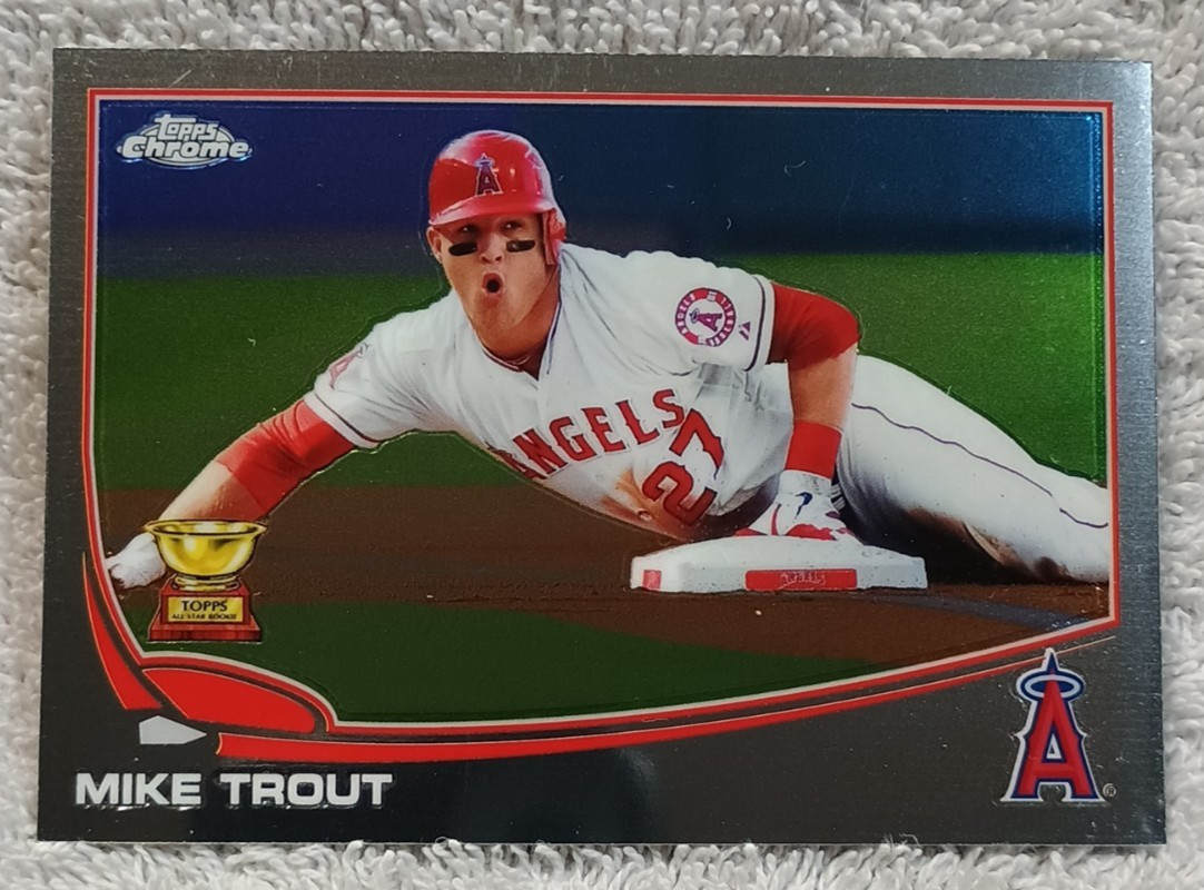2013 Topps Chrome # 1 MIKE TROUT Rookie Cup RC (Sliding) ~ Los Angeles Angels