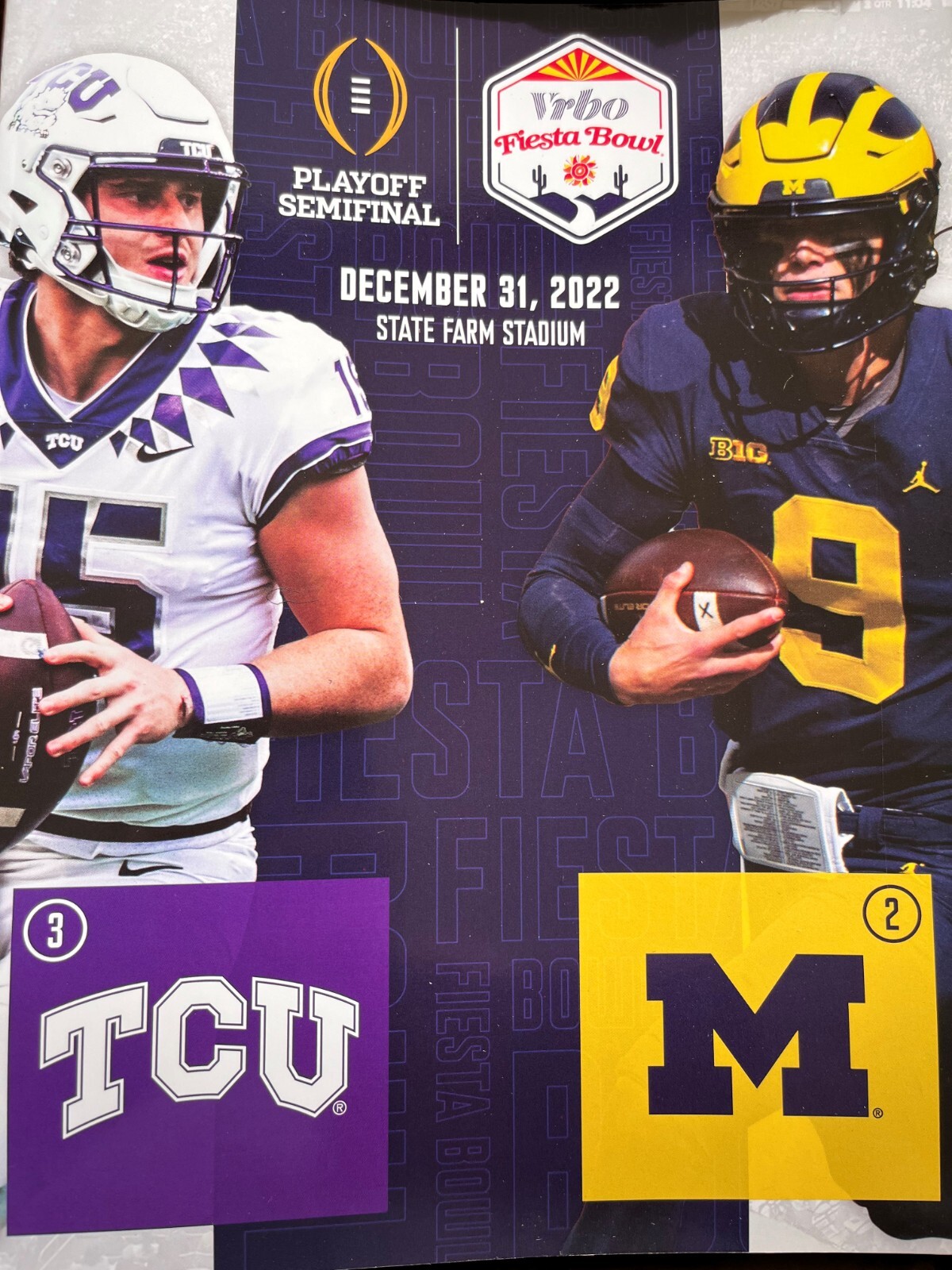 2022 FIESTA BOWL GAME PROGRAM MICHIGAN WOLVERINES V TCU COLLEGE FOOTBALL PLAYOFF