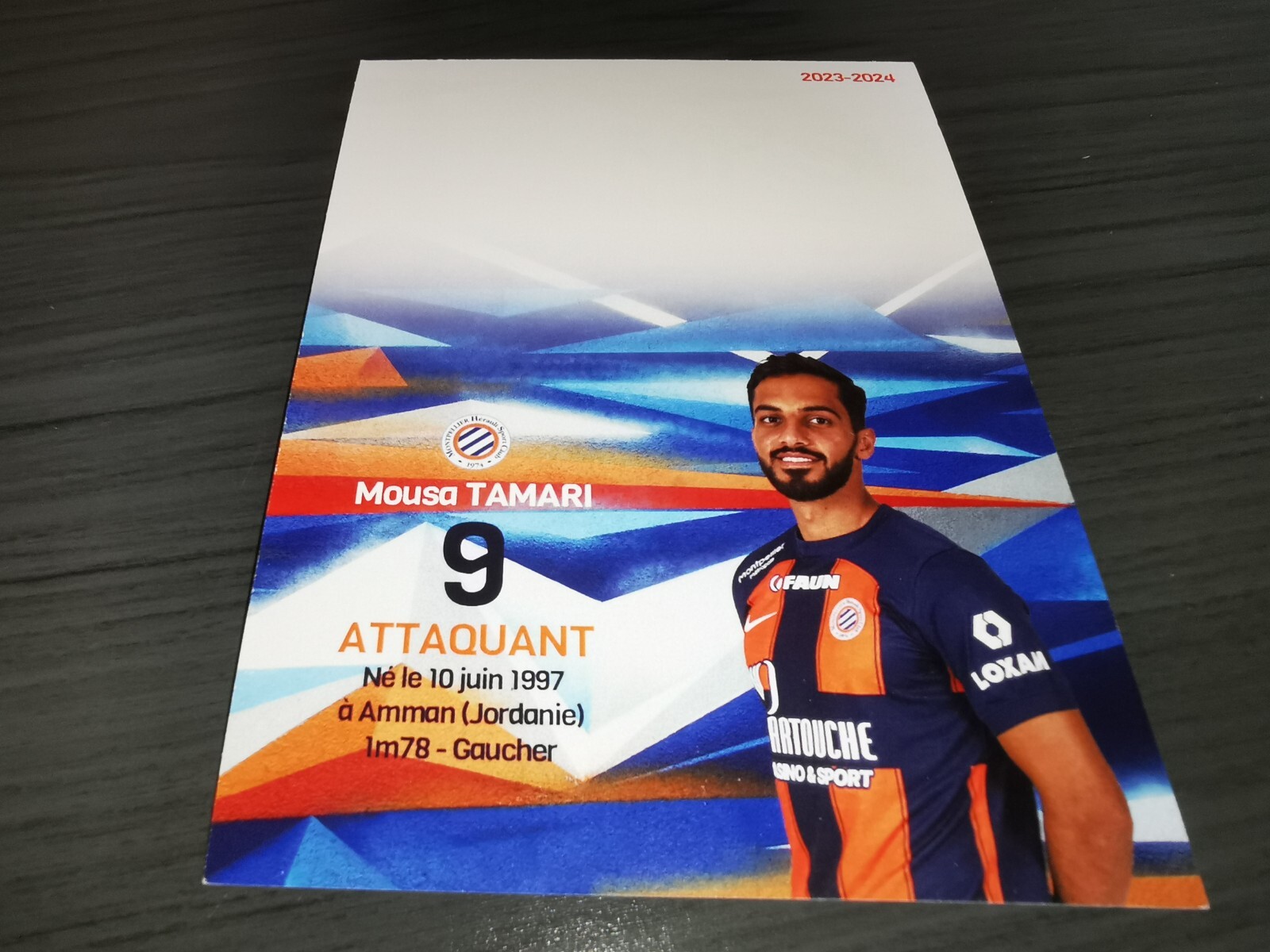 Mousa Tamari hand signed Montpellier HSC Club autograph card