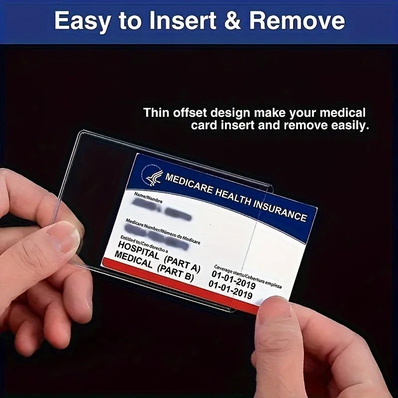 10pcs Card Holder Protector Sleeves Waterproof for ID SSN Medicare Cards Secure