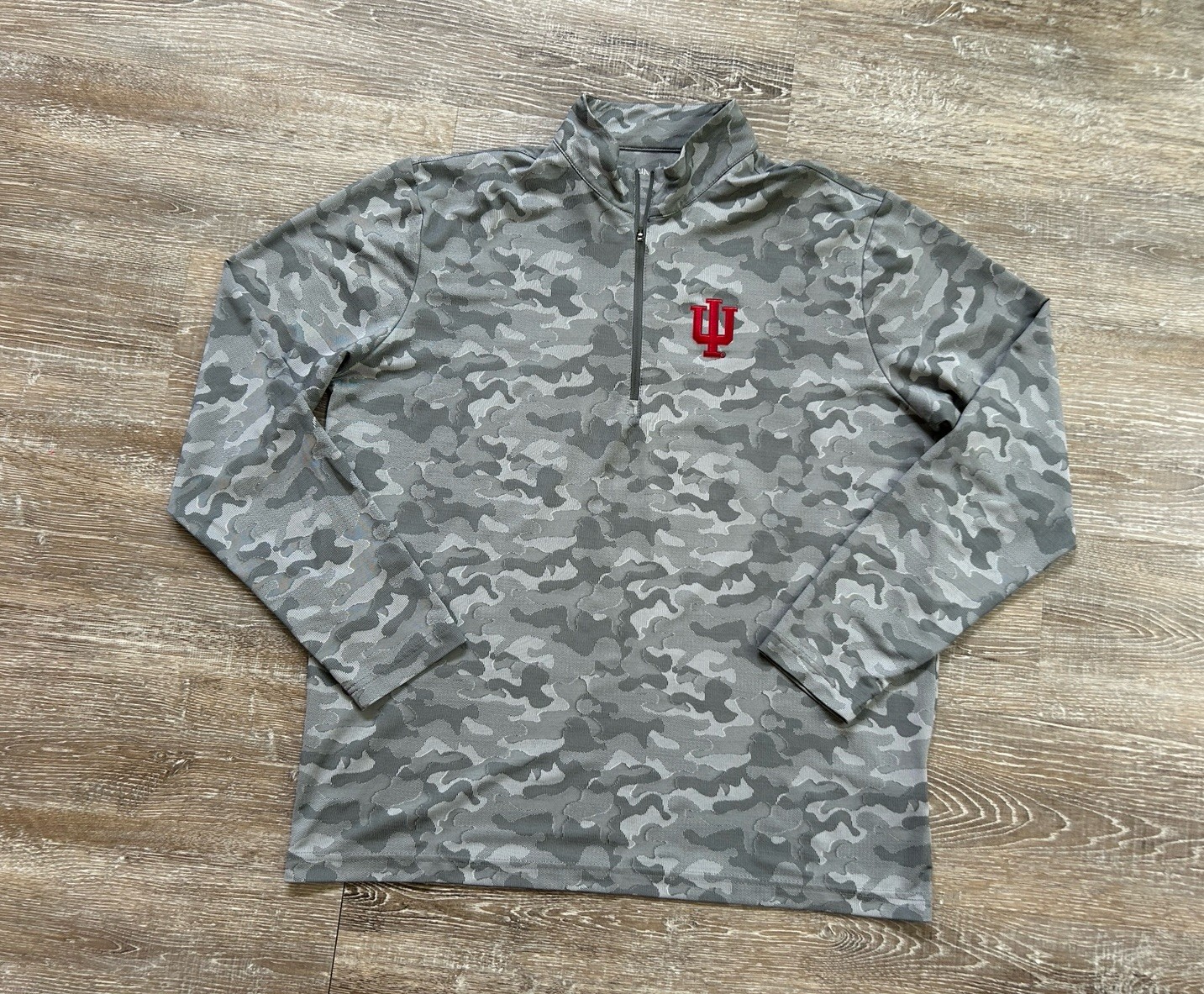 Indiana University Hoosiers 1/4 Zip Pullover Antigua IU Camo Gray Football XL