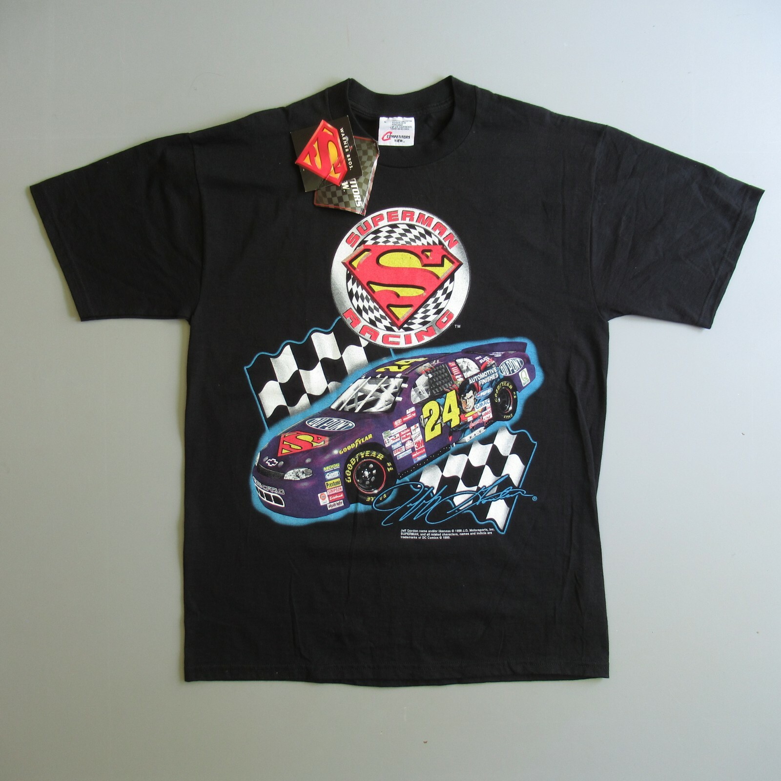 Vintage NASCAR Shirt Adult Large DC Comics Superman Racing Jeff Gordon 90s Mens