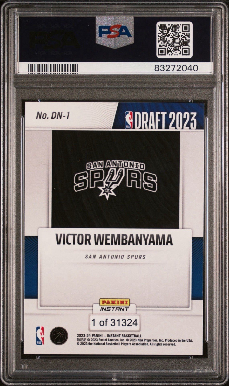 2023-24 Panini Instant Victor Wembanyama #5 /44142 (RC) PSA 10