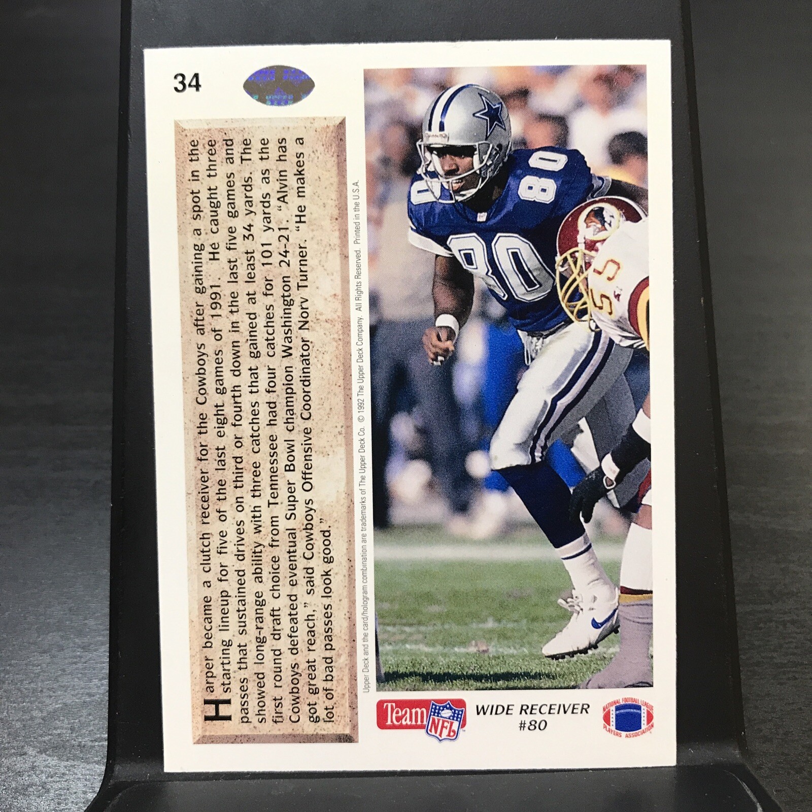 ALVIN HARPER Dallas Cowboys 1992 Upper Deck ALL ROOKIE TEAM Football Card #34