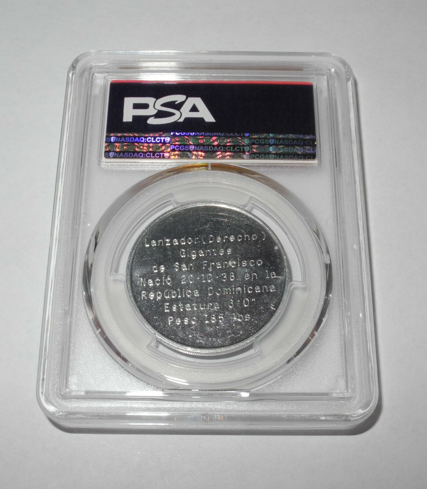 1972 Esso Oil Advertising Baseball Juan Marichal SF Giants Pin Coin Token PSA 6