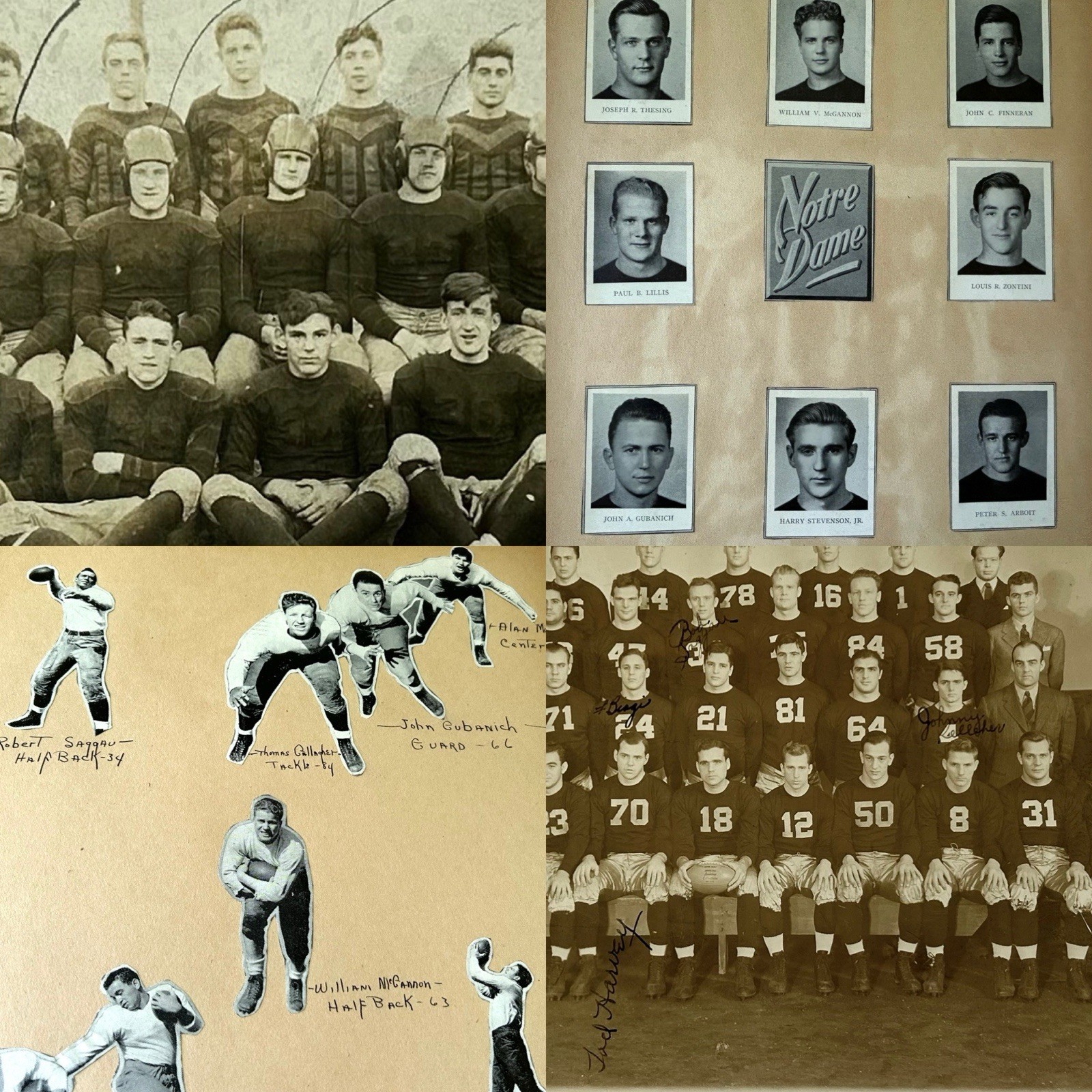 Orig. 1939 Notre Dame Football Team Photo & Scrapbook Joe DeFranco Left Guard