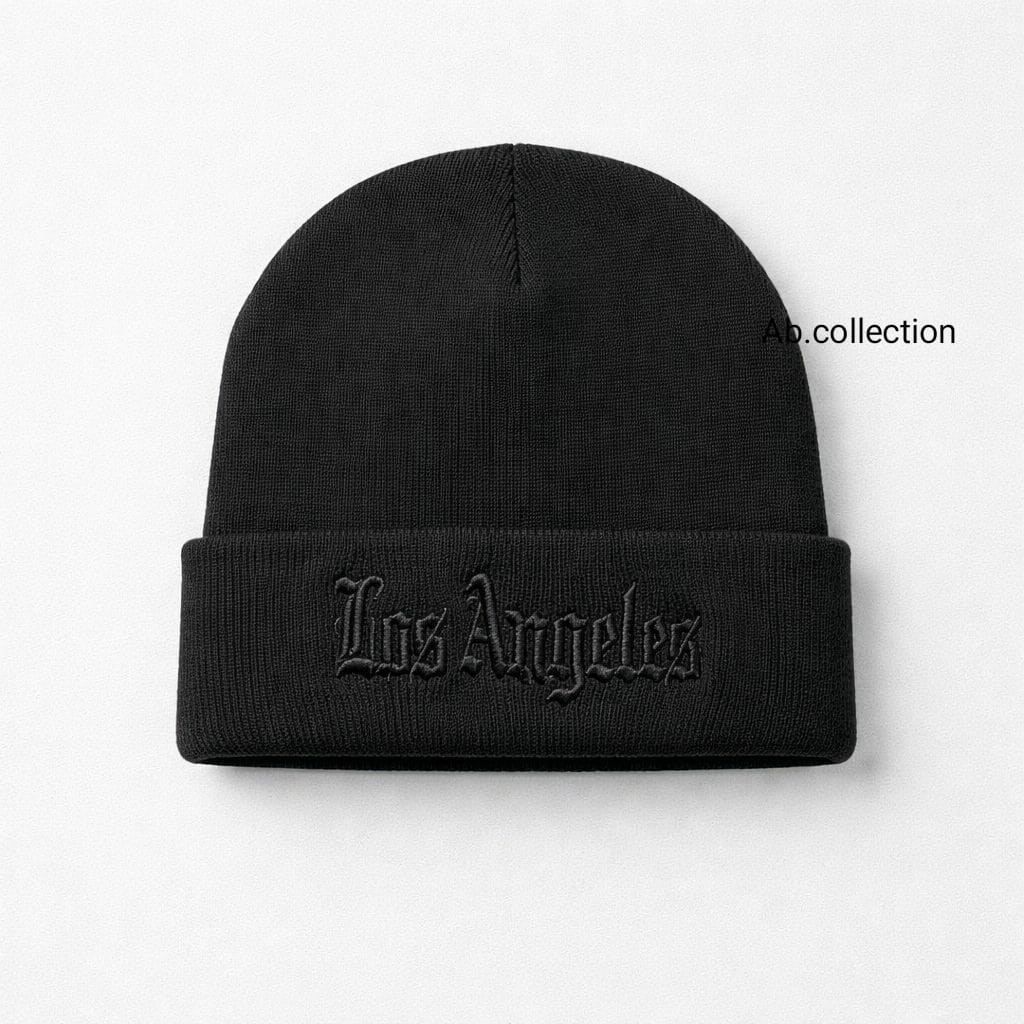Los Angeles Embroidered Knit Beanie, Cuffed Style, Multiple Colors Unisex Adults