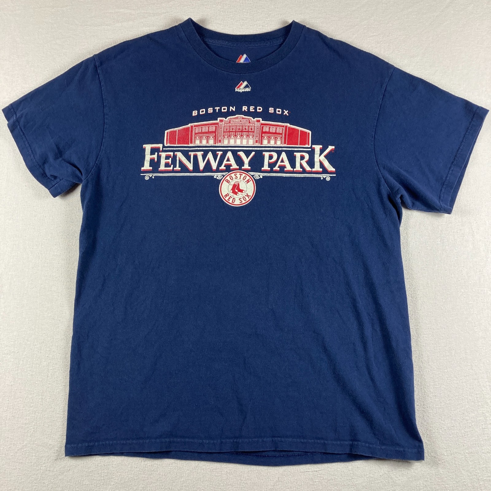Boston Red Sox Shirt Mens Large Blue Navy Fenway Park History Majestic MLB