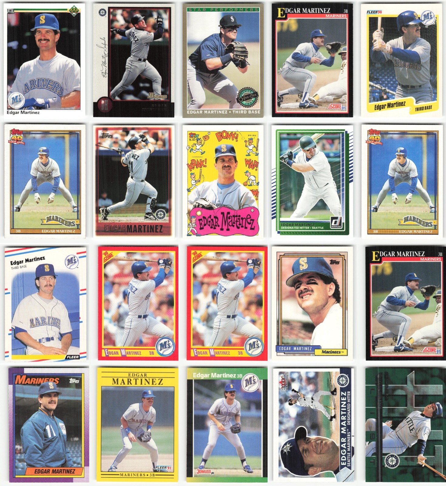 Edgar Martinez Lot of 100 MLB Baseball Cards Collection – Exact Cards Shown
