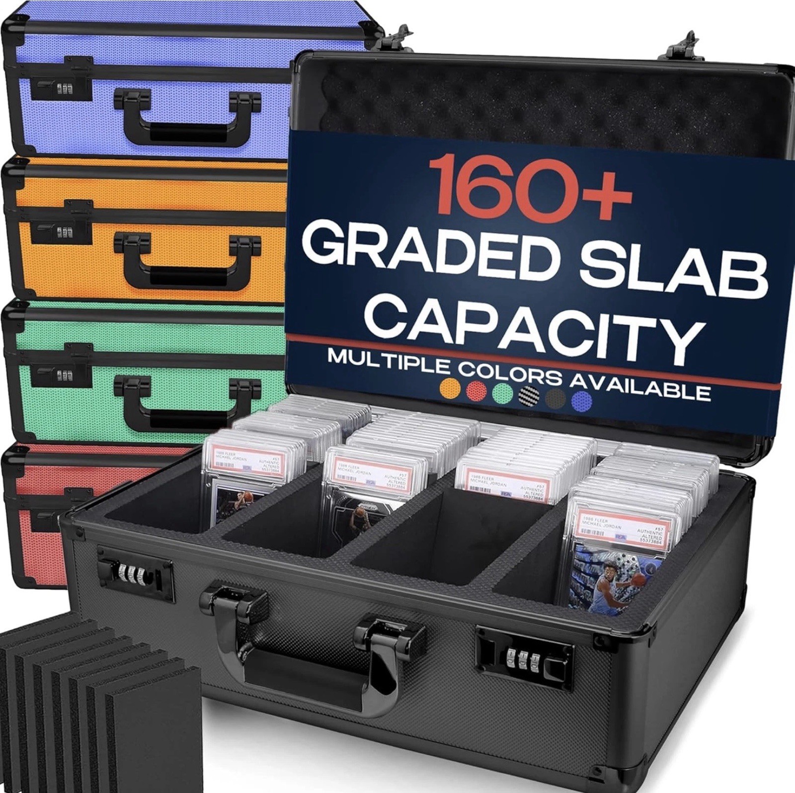 VALUN 160+ 4 ROW Graded Card Storage Box; Durable Sports, PSA Card Storage Box