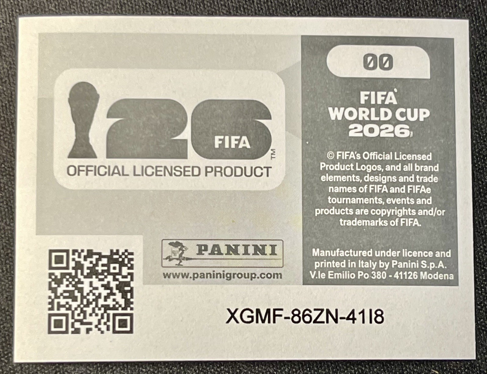 2026 Panini FIFA World Cup Sticker 00 Panini Logo FOIL FWC00